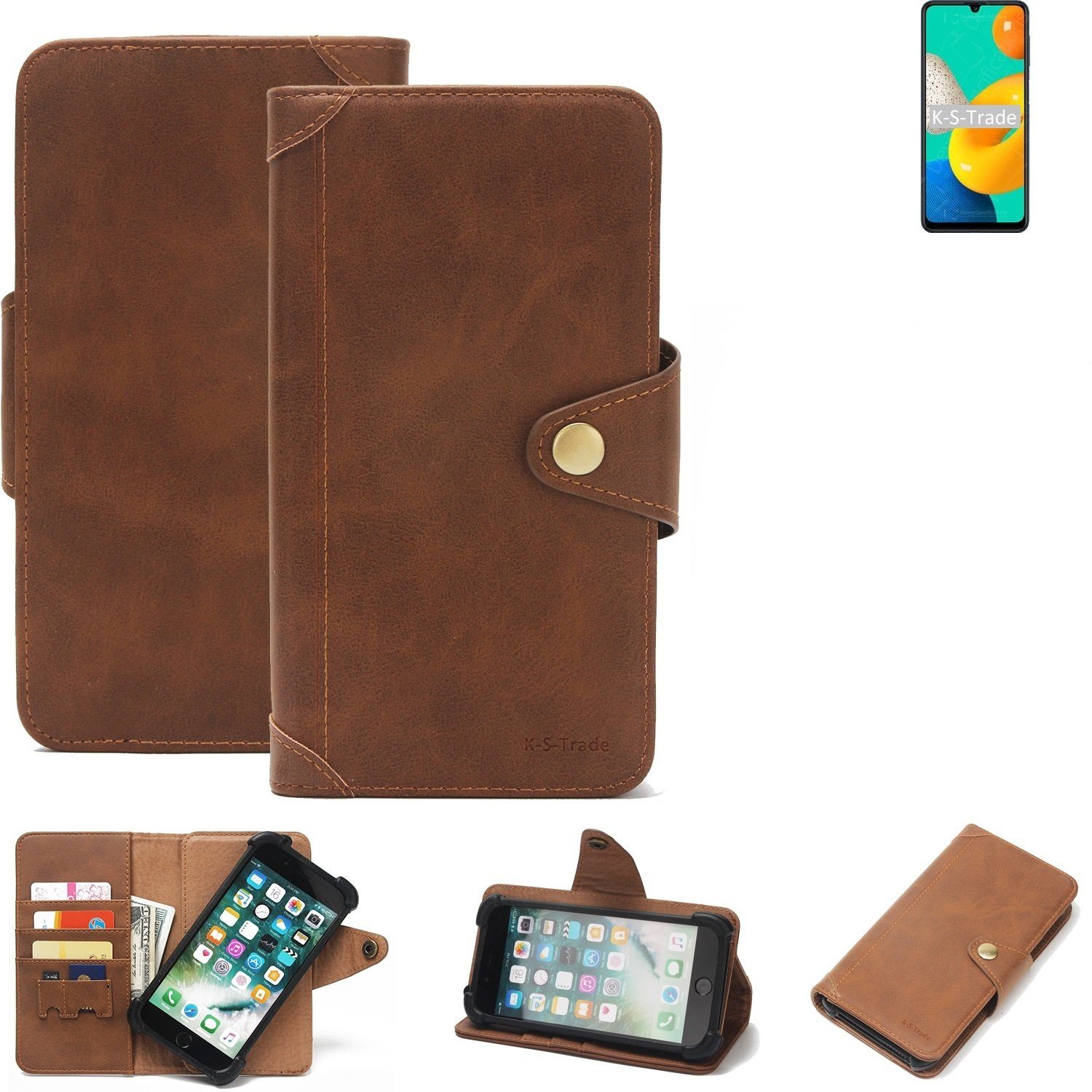 K-S-Trade Handyhülle für Samsung Galaxy M32, Handyhülle Schutz Hülle Walletcase Bookstyle Tasche Case