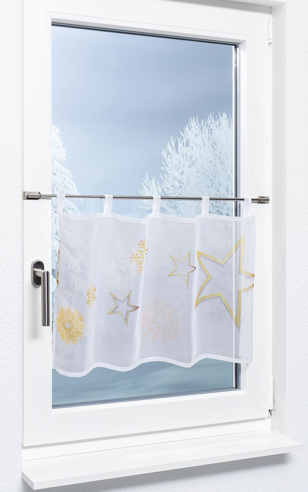 LYSEL® Scheibengardine Weihnachtssterne (1 St), transparent, HxB 45x120cm