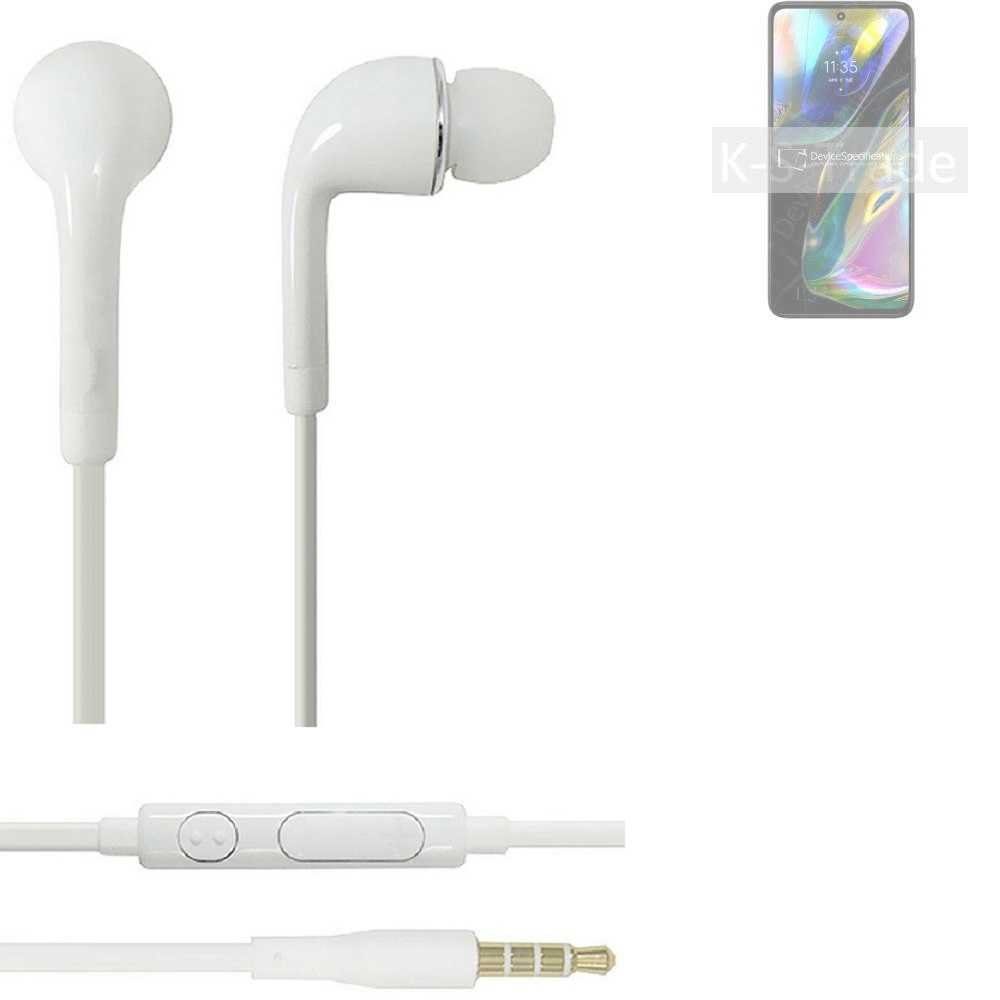 K-S-Trade für Motorola Moto G82 In-Ear-Kopfhörer (Kopfhörer Headset mit Mikrofon u Lautstärkeregler weiß 3,5mm)