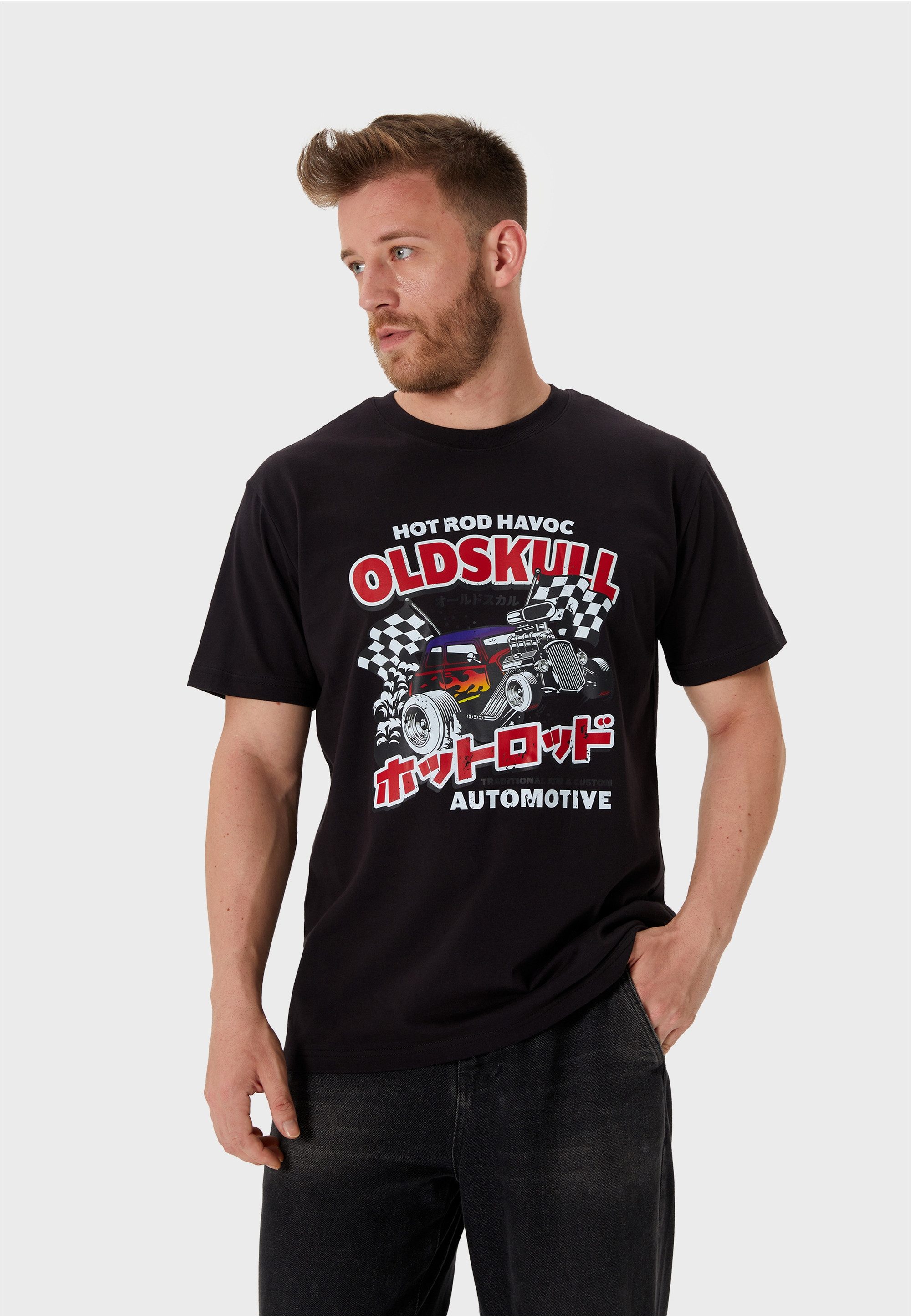 Oldskull T-Shirt Rtrip Moto Skull (1-tlg) mit coolem Print