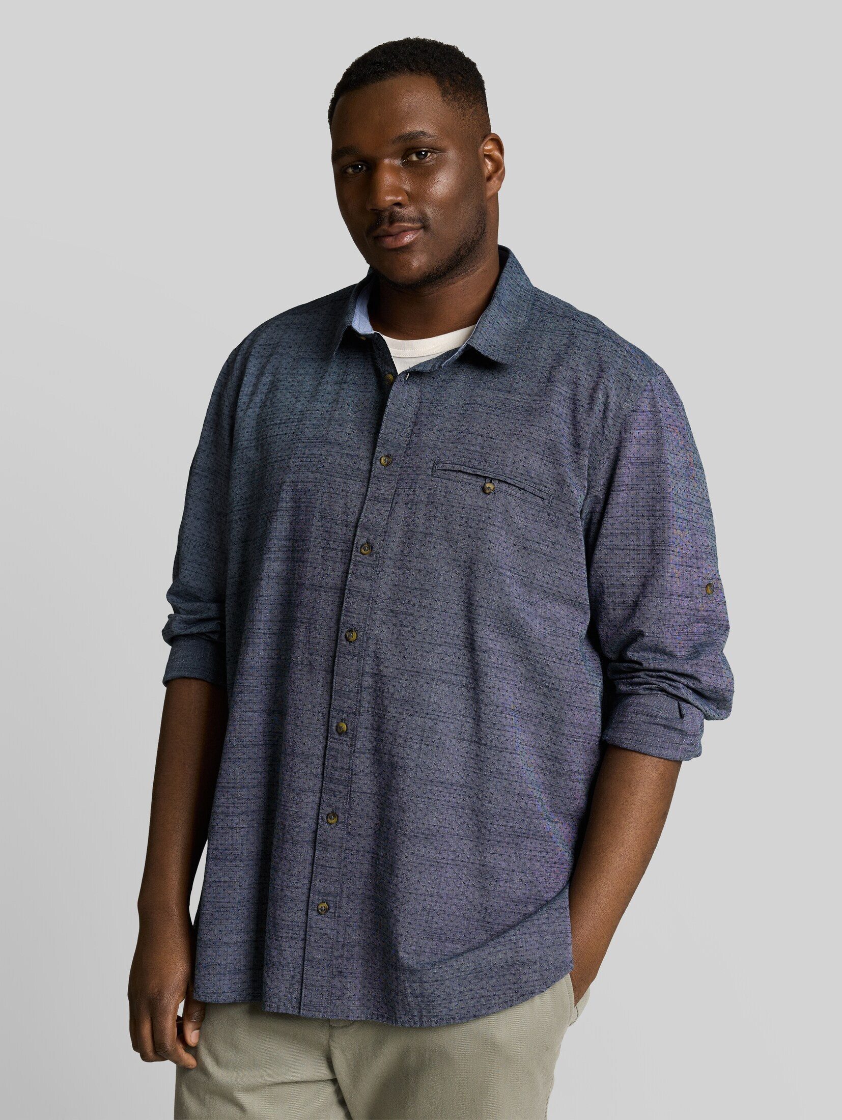 TOM TAILOR PLUS Langarmhemd Blusen & Shirts Plus Size - Regular Fit Hemd mit Turn-Up-Funktion