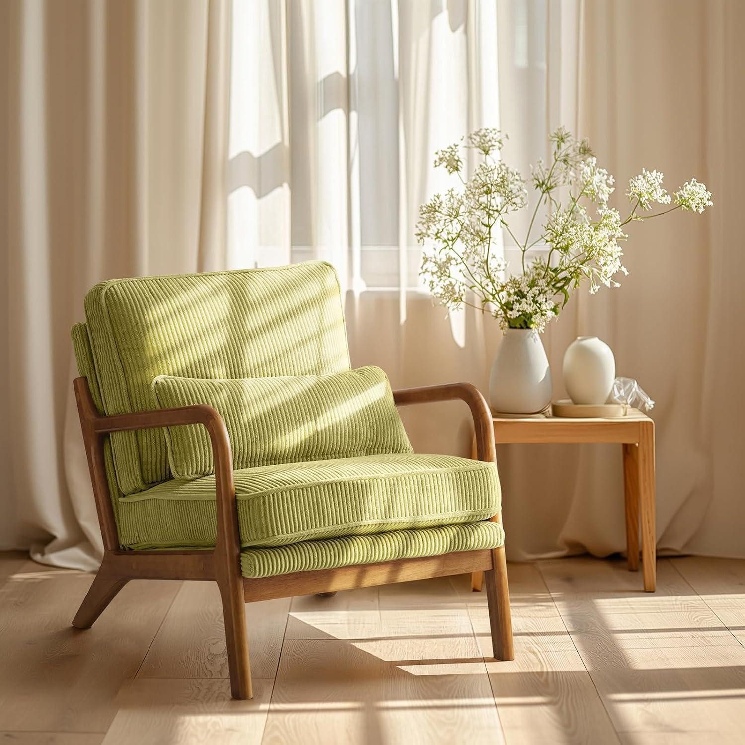 LuxusKollektion Cocktailsessel Sessel Cocktailsessel Loungesessel Ohrensessel Massivholz Grün
