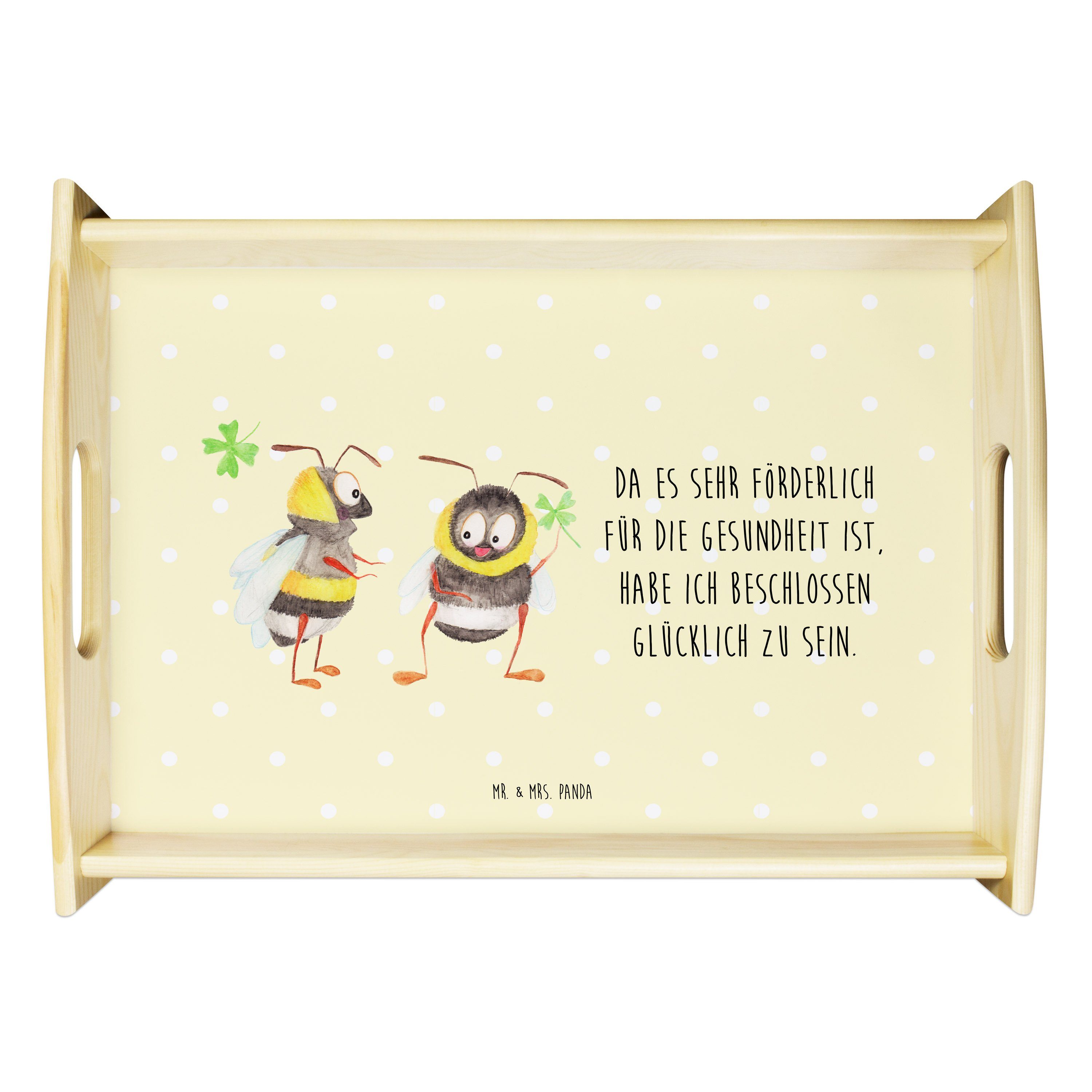 Mr. & Mrs. Panda Tablett »Hummeln mit Kleeblatt Gelb Pastell