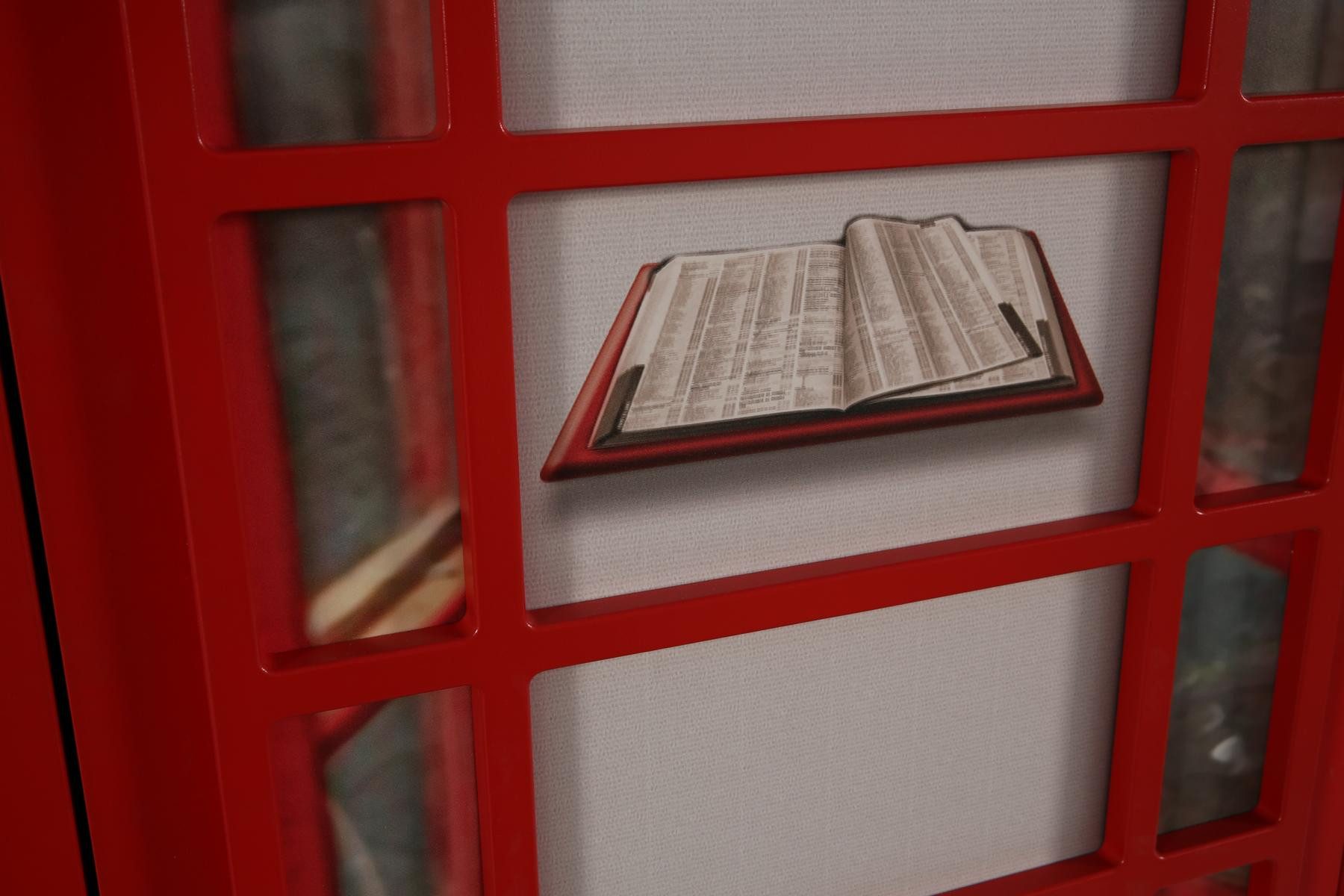 Xlmoebel Kinderkleiderschrank Moderner Holz-Kleiderschrank für Kinder in edlem Rot (1-St., Telefonzelle Schrank mit Tisch) Hergestellt in Europa