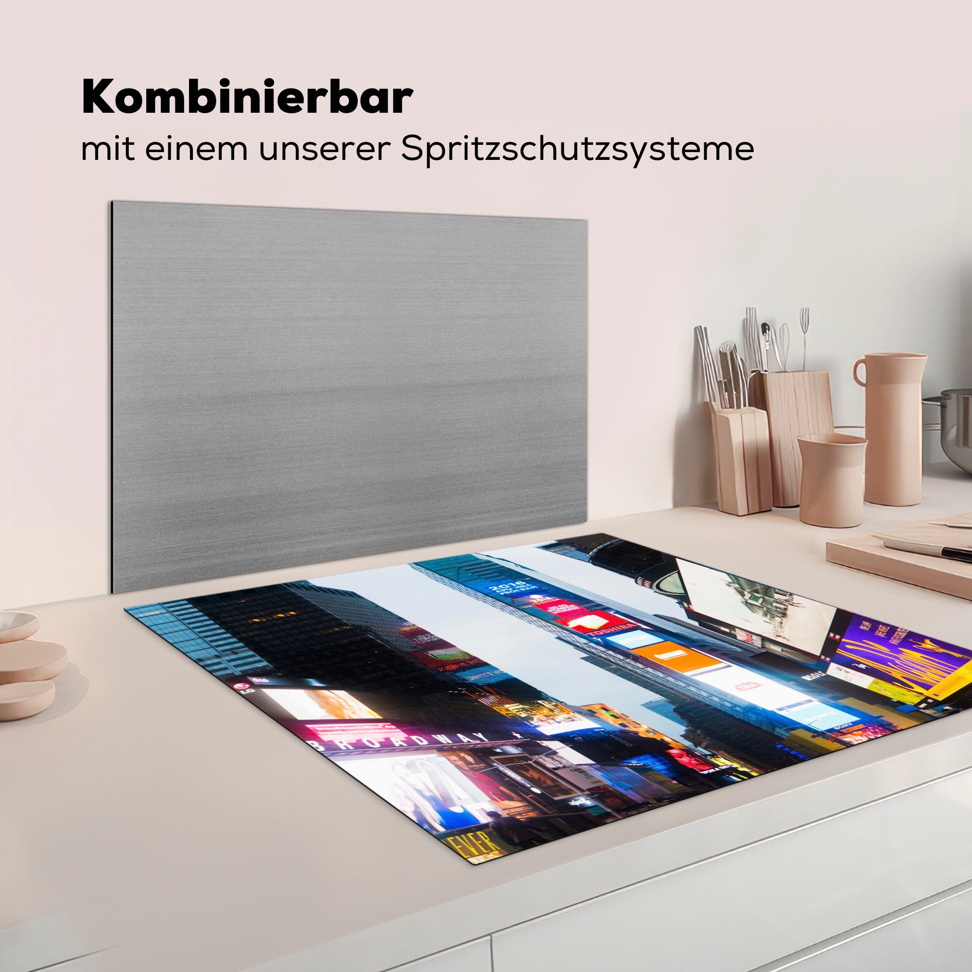 am Vinyl, cm, Herdblende-/Abdeckplatte (1 tlg), Ceranfeldabdeckung, Leuchtreklame MuchoWow Times Arbeitsplatte küche Square, 78x78 für