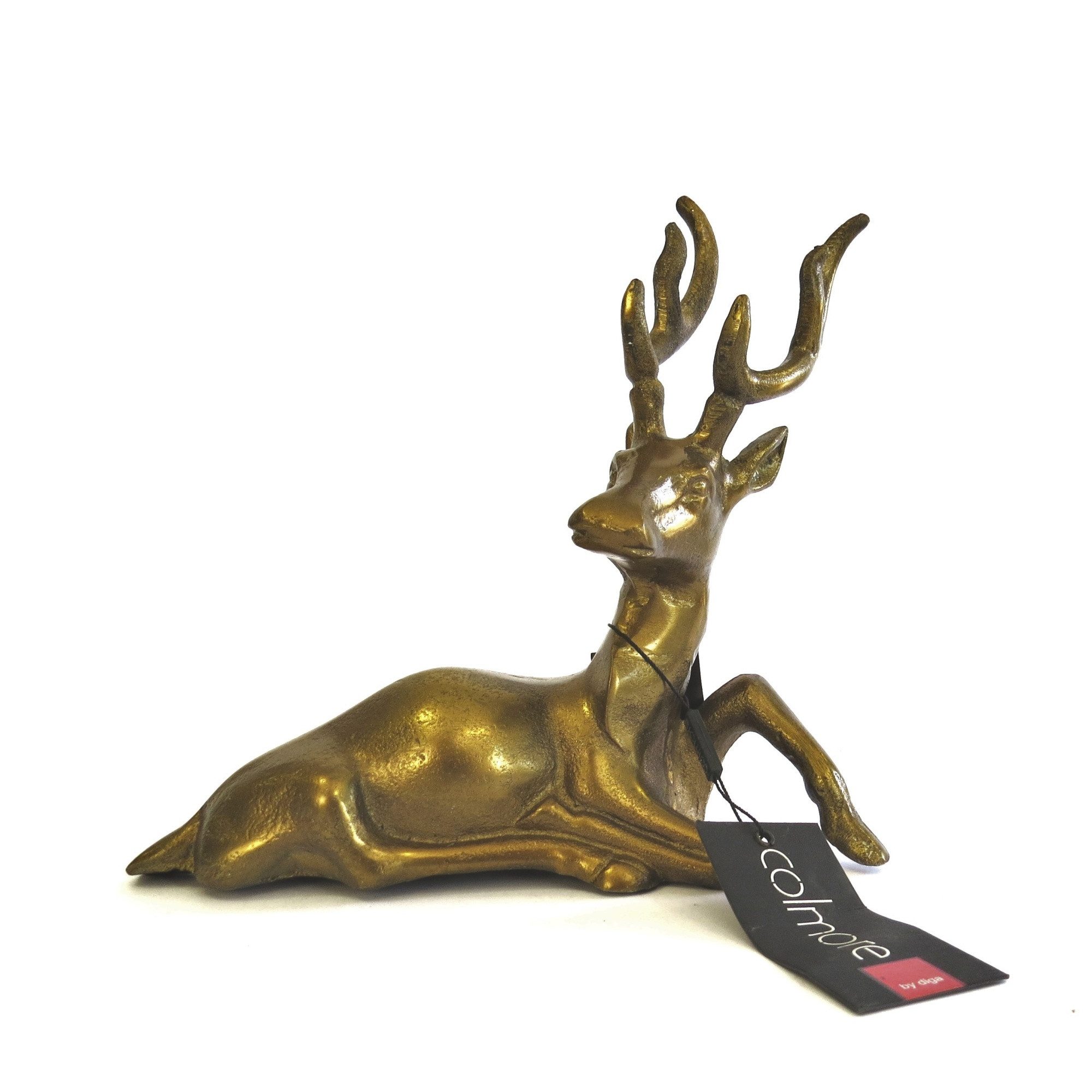 colmore Tierfigur Hirsch Deko Figur Weihnachten Gold Antik Metall 24 cm, Antik Stil