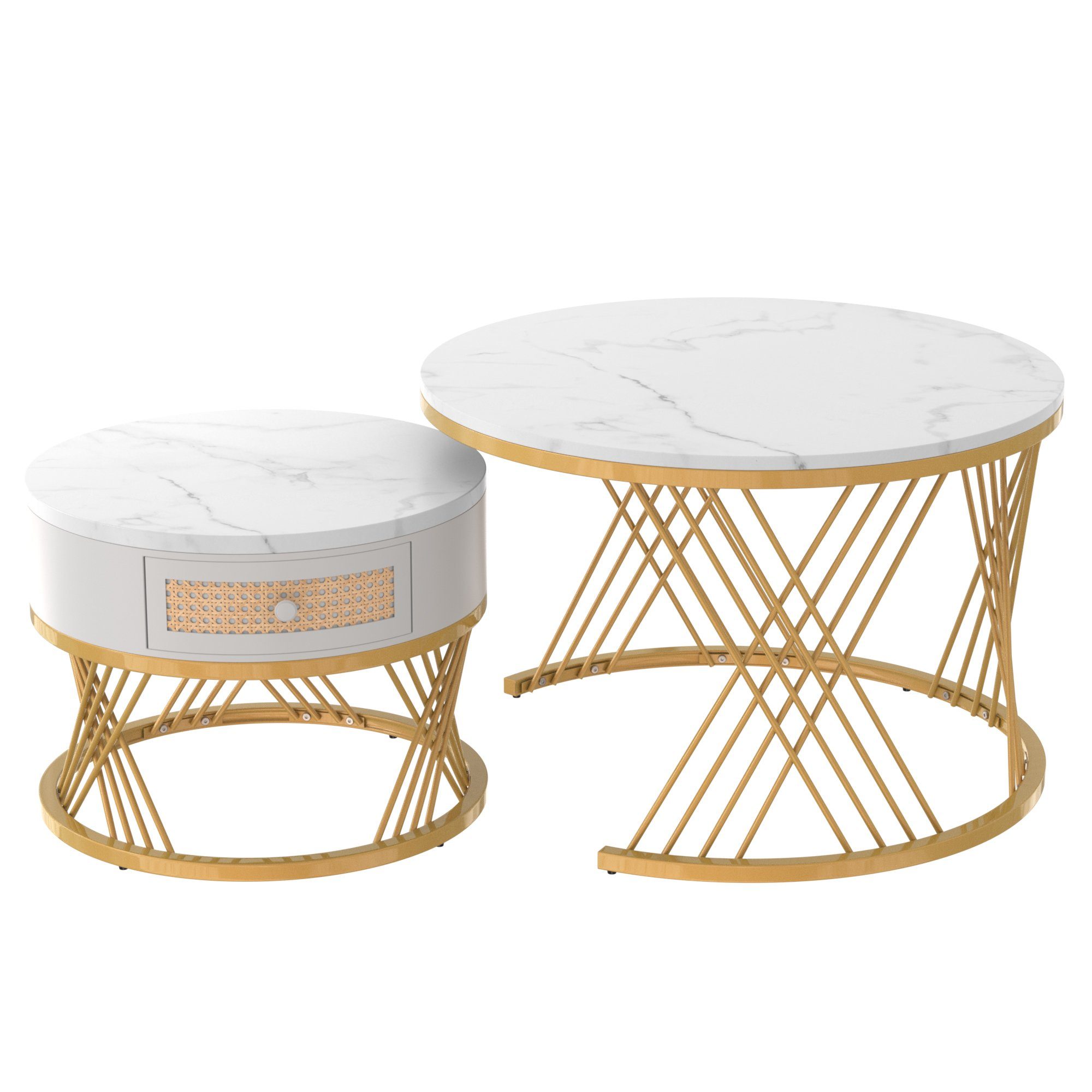 Merax Couchtisch (2er Set), in Marmoroptik günstig online kaufen