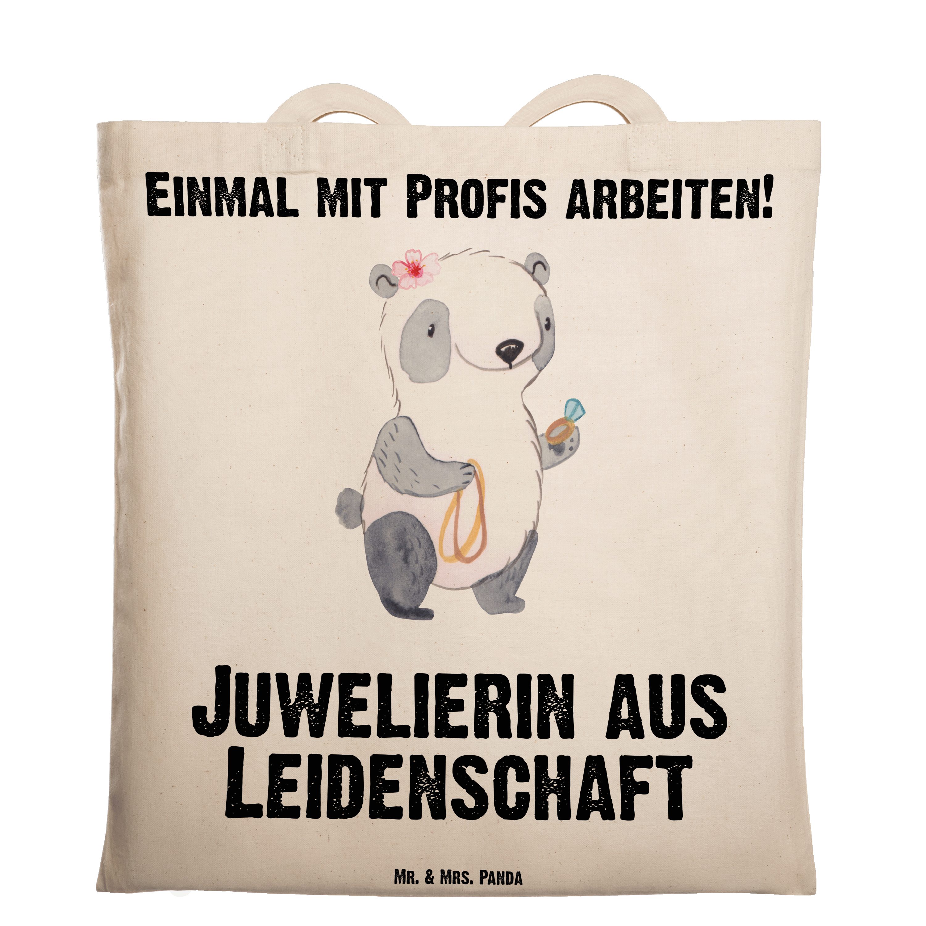 Mr. & Mrs. Panda Tragetasche Juwelierin aus Leidenschaft - Transparent - Geschenk, Einkaufstasche, (1-tlg)