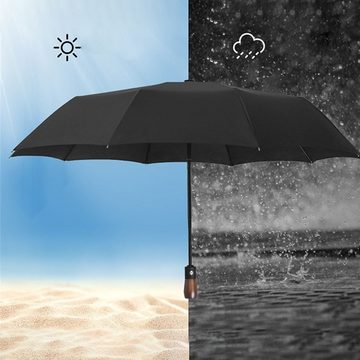 HAMÖWO Taschenregenschirm Taschenregenschirm, Automatik Business-Regenschirm, Holzgriff