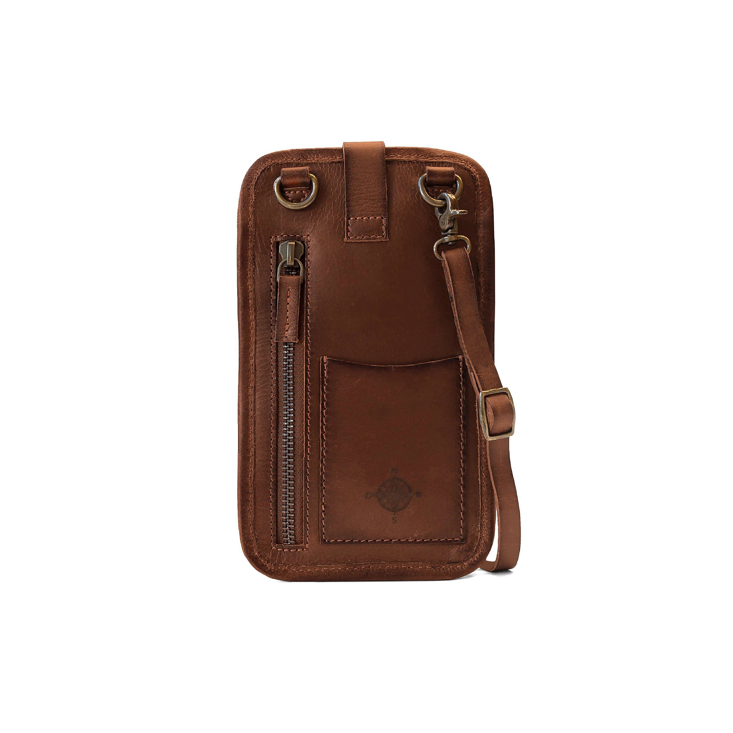 mit Münz- Canvas Herren für Geldfach Umhängen DRAKENSBERG »Vic« Handytasche Smartphone-Tasche zum und Leder Oliv-Grün,