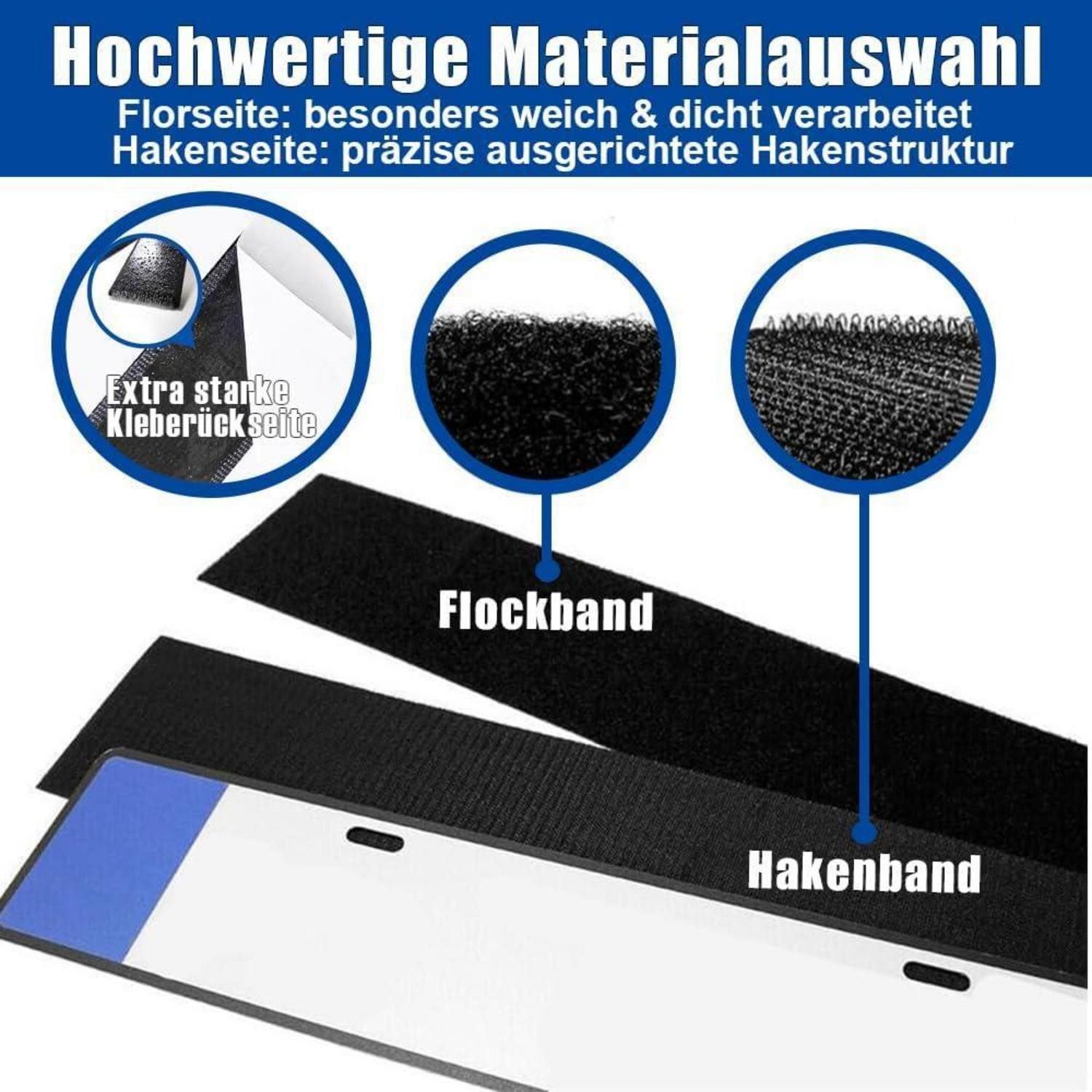 LuxusKollektion Kennzeichenhalter Kennzeichenhalter Klett 2 Paar selbstklebend rahmenlos