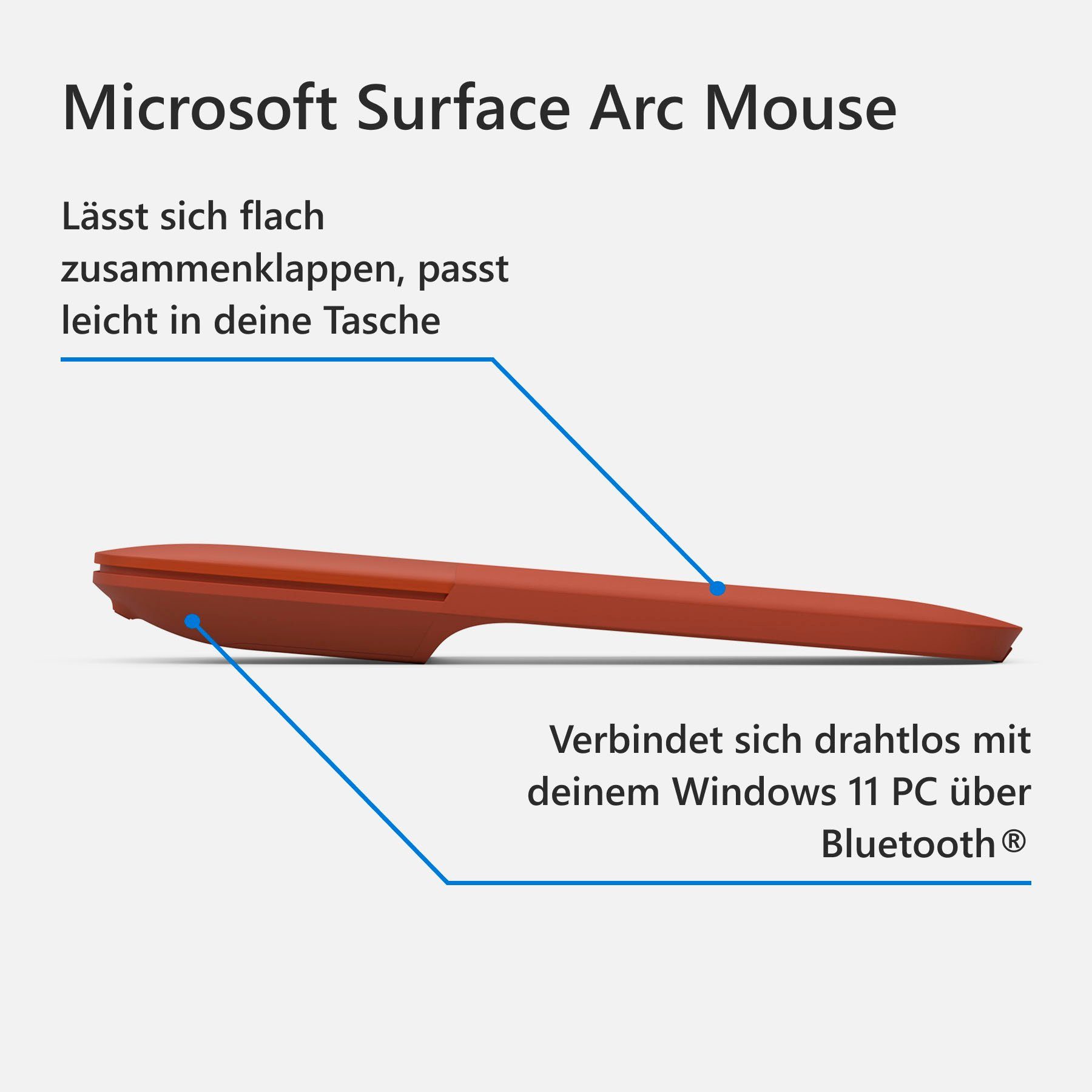 attraktiv Microsoft Microsoft für und Full-Scroll (Bluetooth), Scrollen Mouse Surface Innovative vertikales Maus Fläche horizontales Arc CZV-00066