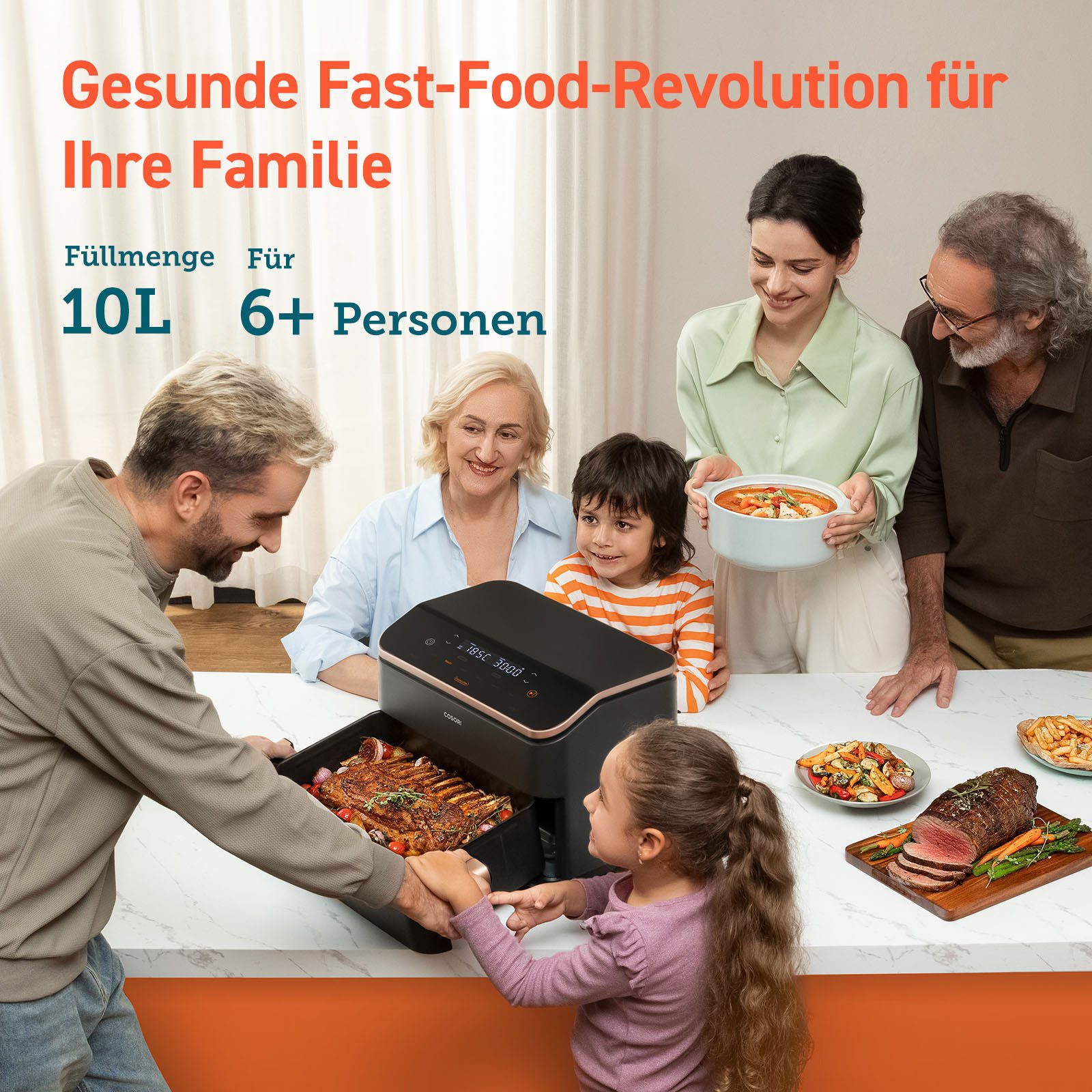Cosori Heißluftfritteuse COSORI Dual Blaze Twinfry Heißluftfritteuse CAF-TF101S-AEUR, 10 L, Flexible Kammern, App-Steuerung, 2800 W – Bild 5 von 5