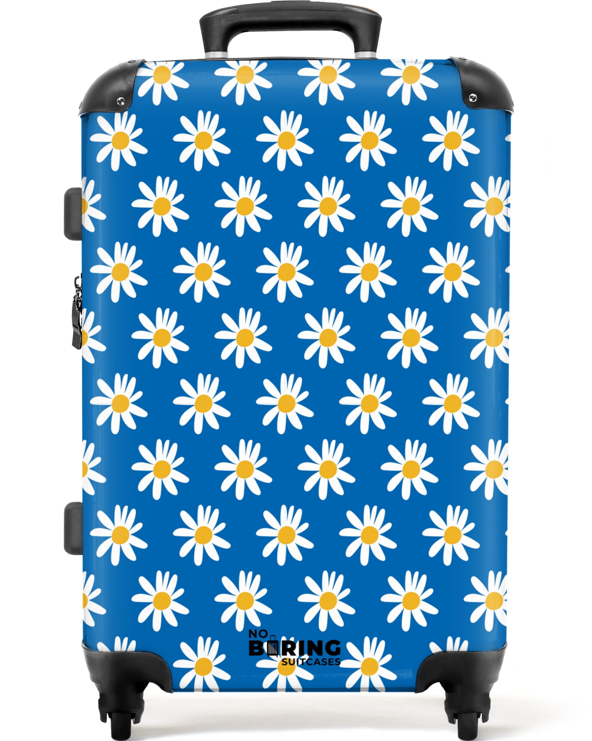 NoBoringSuitcases.com© Hartschalen-Trolley Blau mit Gänseblümchen 67 günstig online kaufen