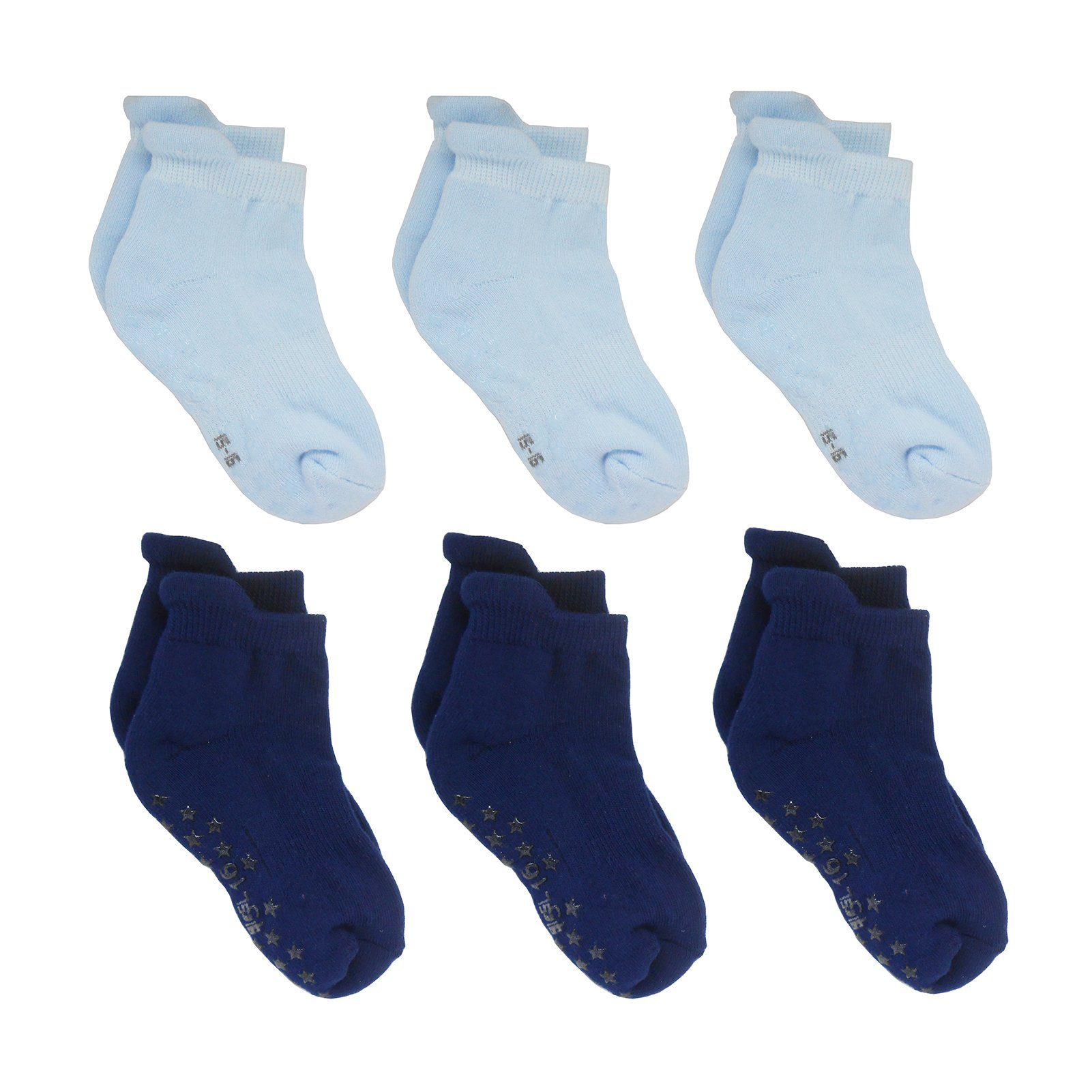 Elastisch Kurzsocken Hellblau-Dunkelblau Kinder Yalion | hellblau-dunkelblau Weiche (6-Paar) Halbplüsch Antiruschsocken