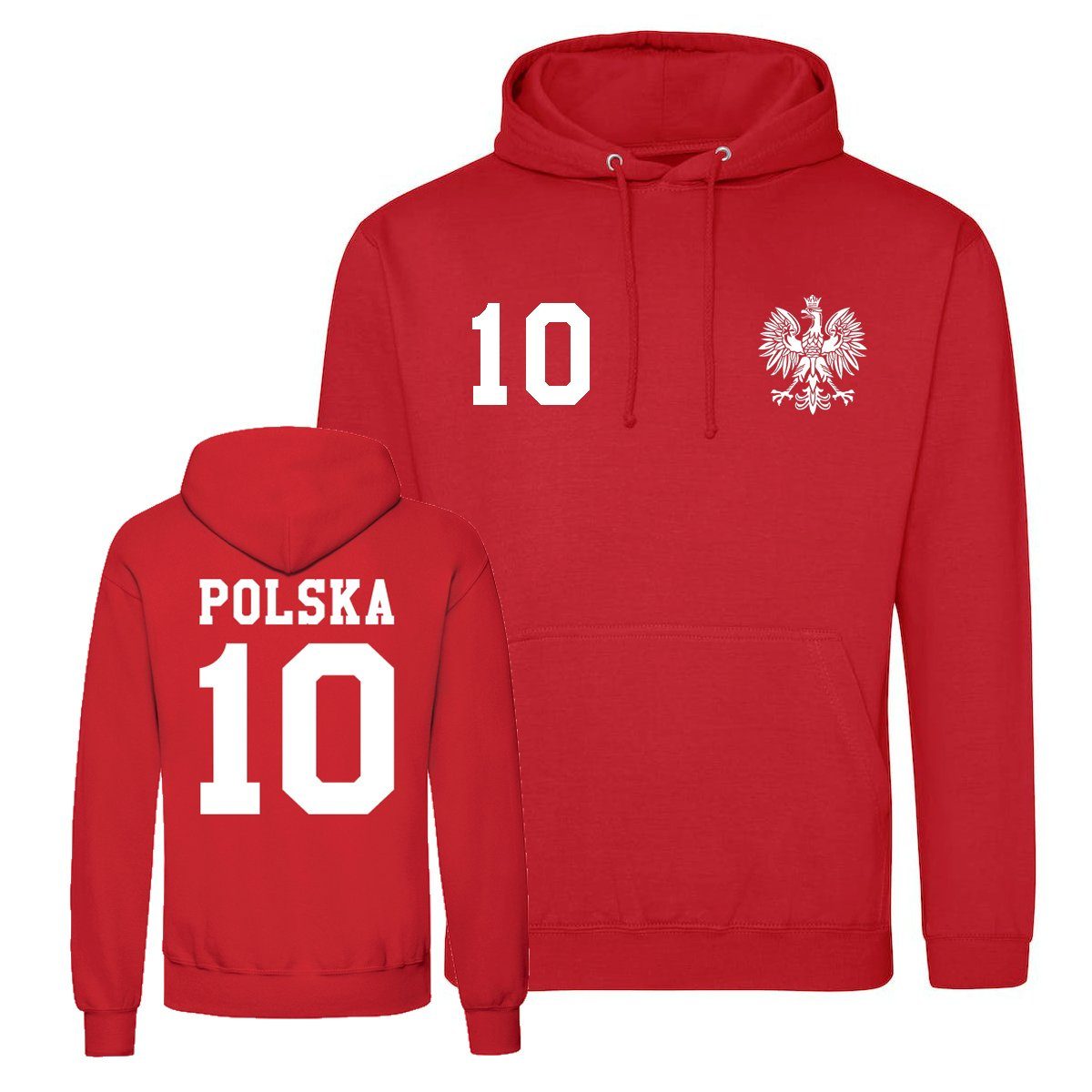 Youth Designz Kapuzenpullover Polen Herren Hoodie Pullover im Fußball Trikot Look mit trendigem Frontprint
