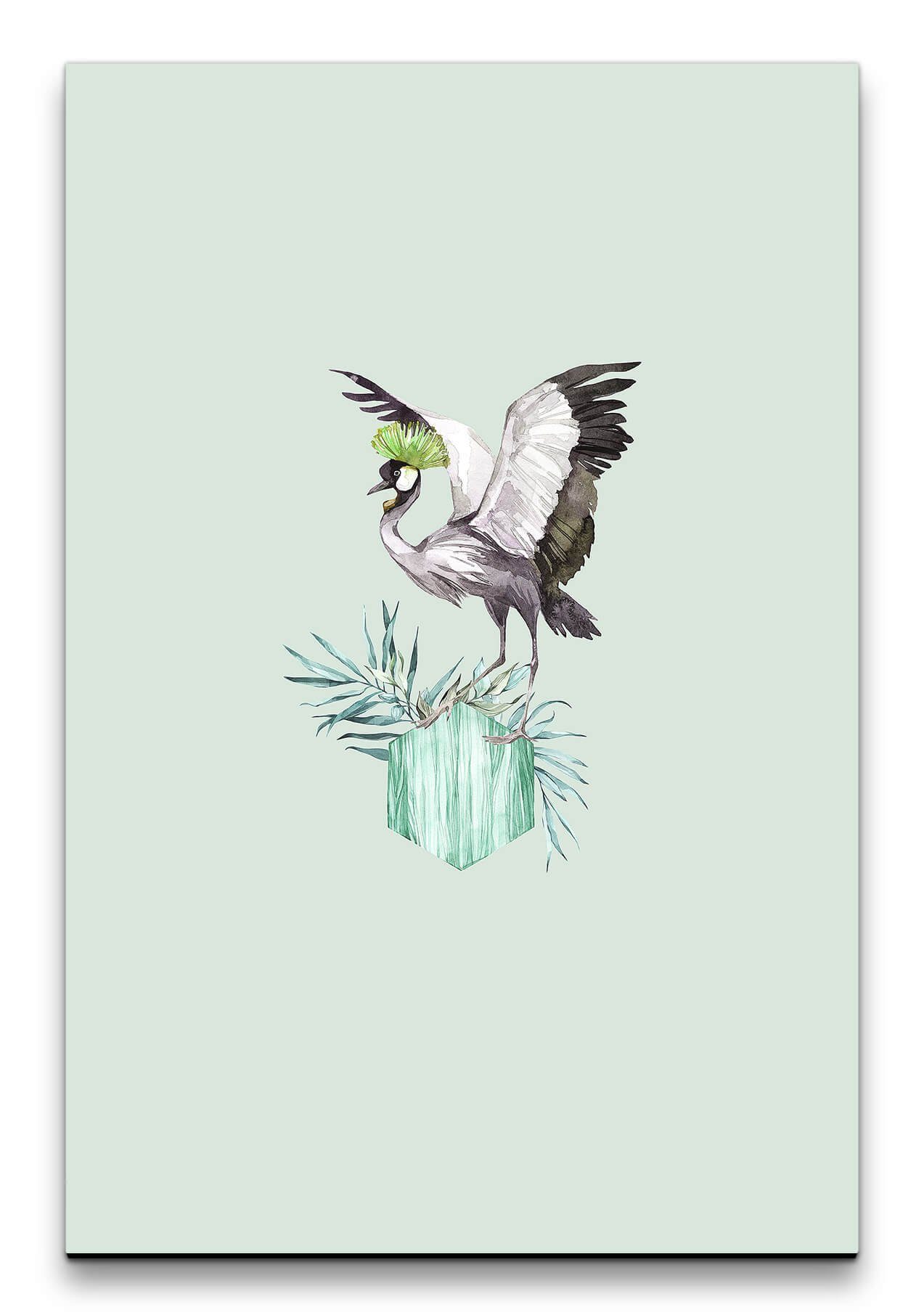 Leinwandbild Kranich Vogel Flügel Feder Kunstvoll Aquarell Dekorativ
