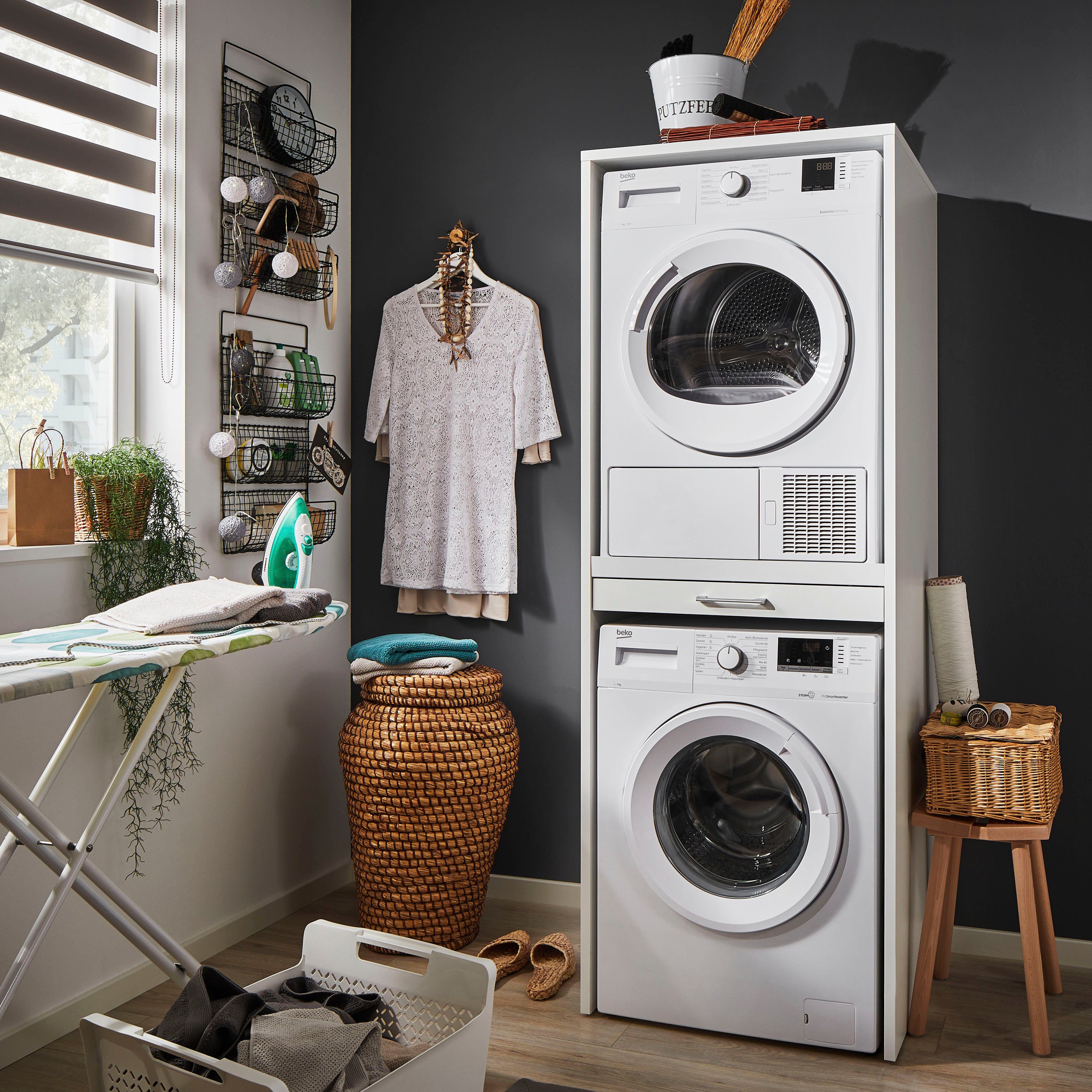 WASHTOWER Waschmaschinenumbauschrank Washtower | weiß weiß