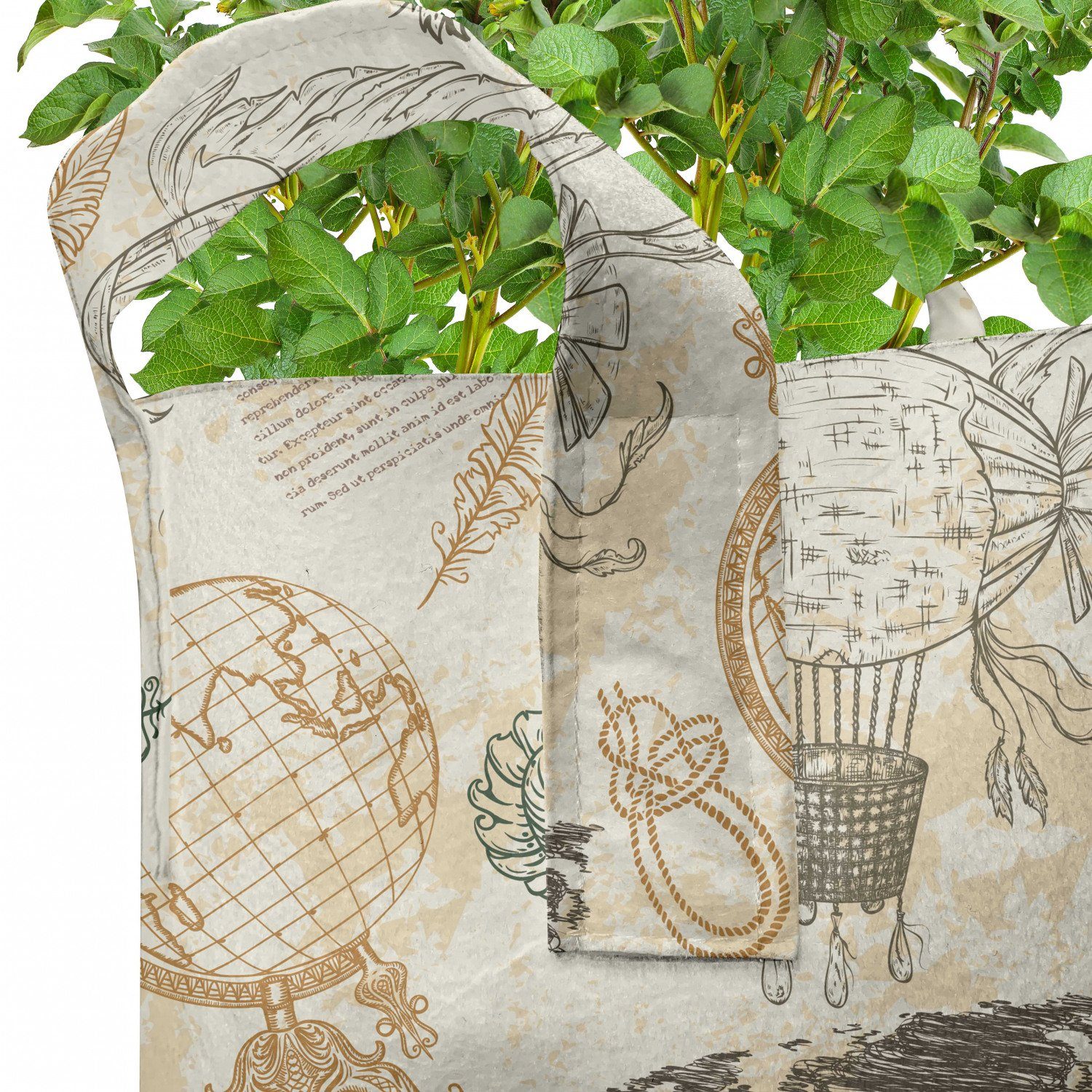 Abakuhaus Pflanzkübel hochleistungsfähig Stofftöpfe mit für Vintage Weltkarte Rope Pflanzen, Globe Griffen