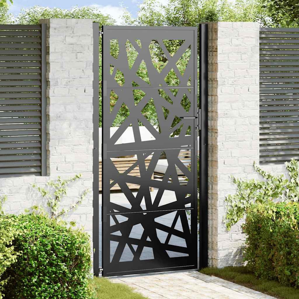 vidaXL Gartentor Gartentor Schwarz 100x200 cm Stahl Leichtes Design