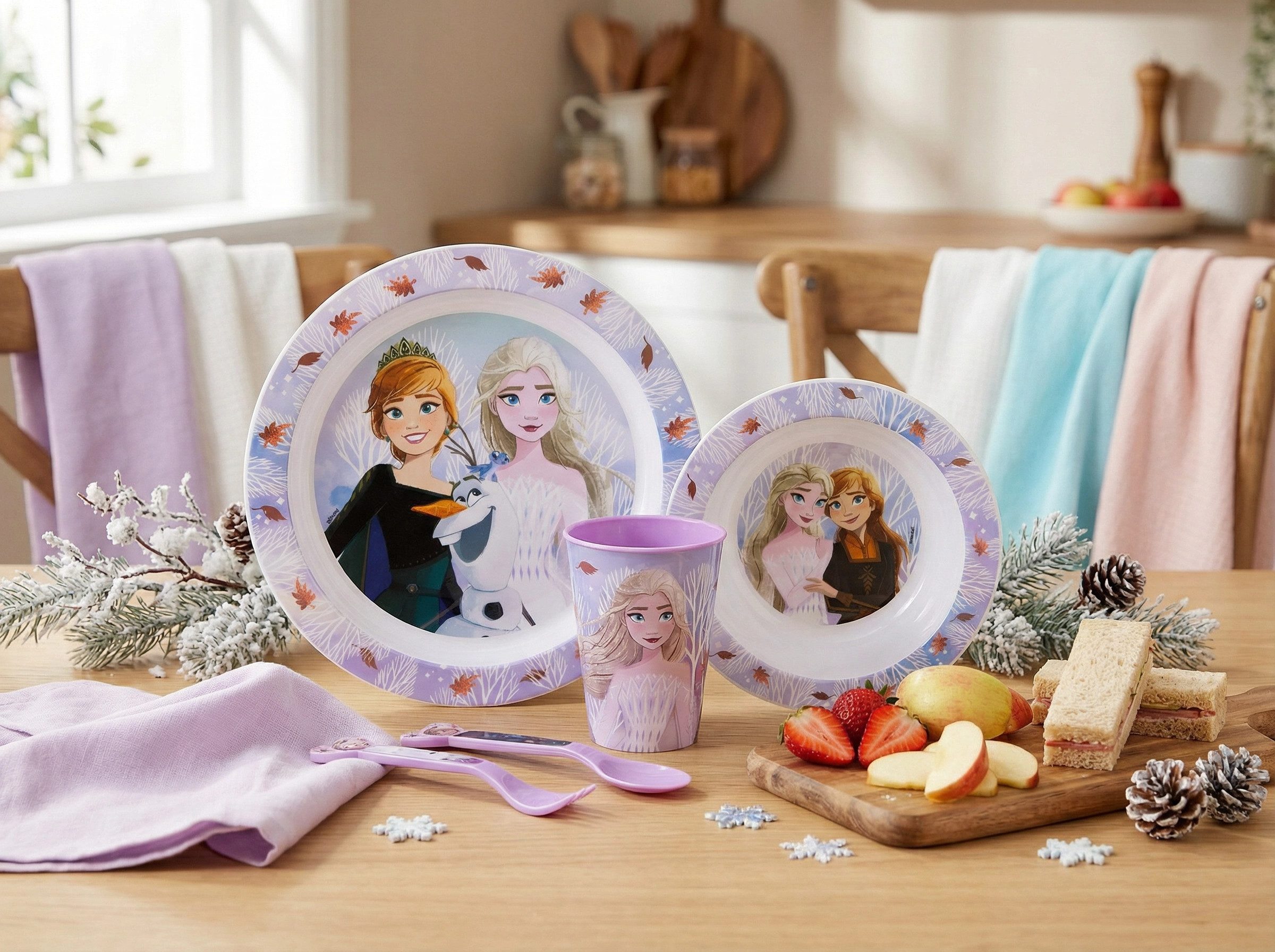 Disney Kindergeschirr-Set Disney Die Eiskönigin Elsa Kinder Geschirr-Set 5 teilig (5-tlg), 1 Personen, Becher, Teller, Schüssel – Bild 4 von 5