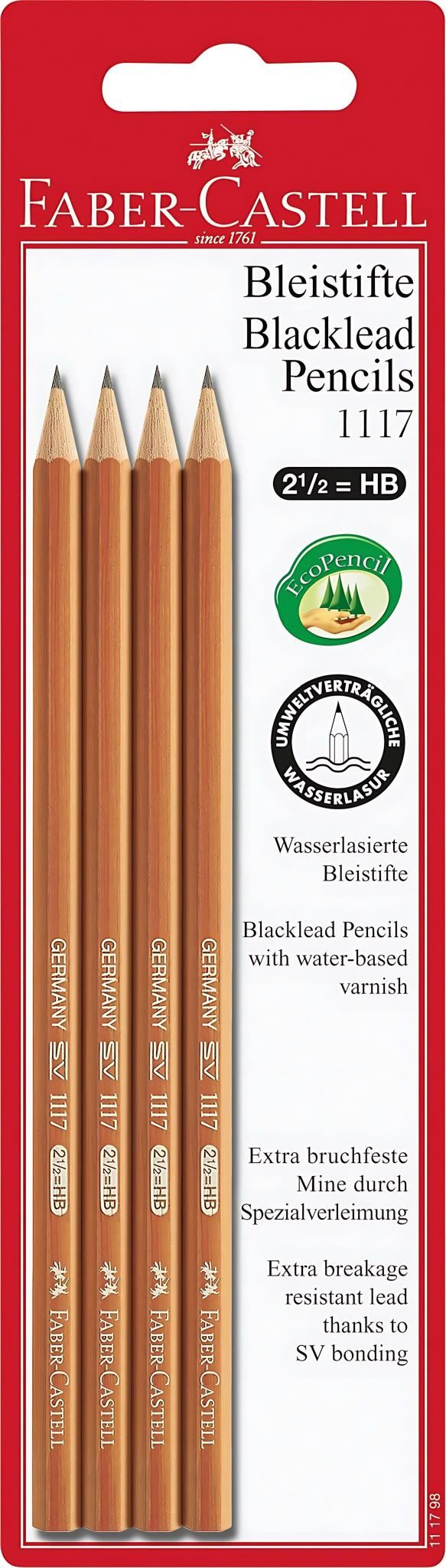 Faber-Castell Bleistift Faber Castell Bleistift 1117 HB braun 4er