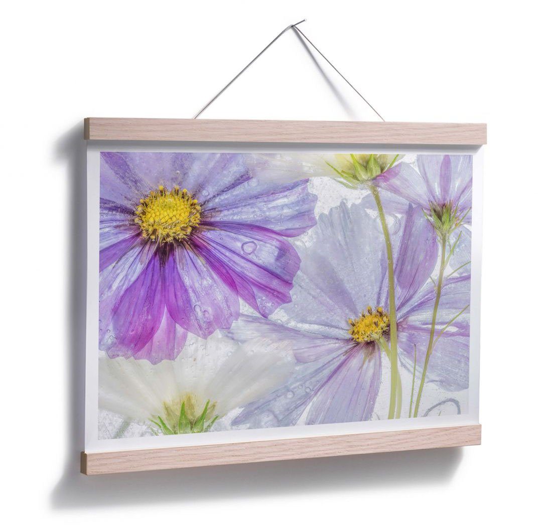 Wandbild, Blumen Wandposter Florale Lila Poster, St), Wall-Art (1 Blumen Bild, Blau Kunst, Poster