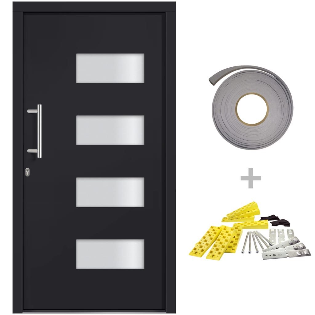 vidaXL Haustür Haustür Aluminium und PVC Anthrazit 100x210 cm (1-St)