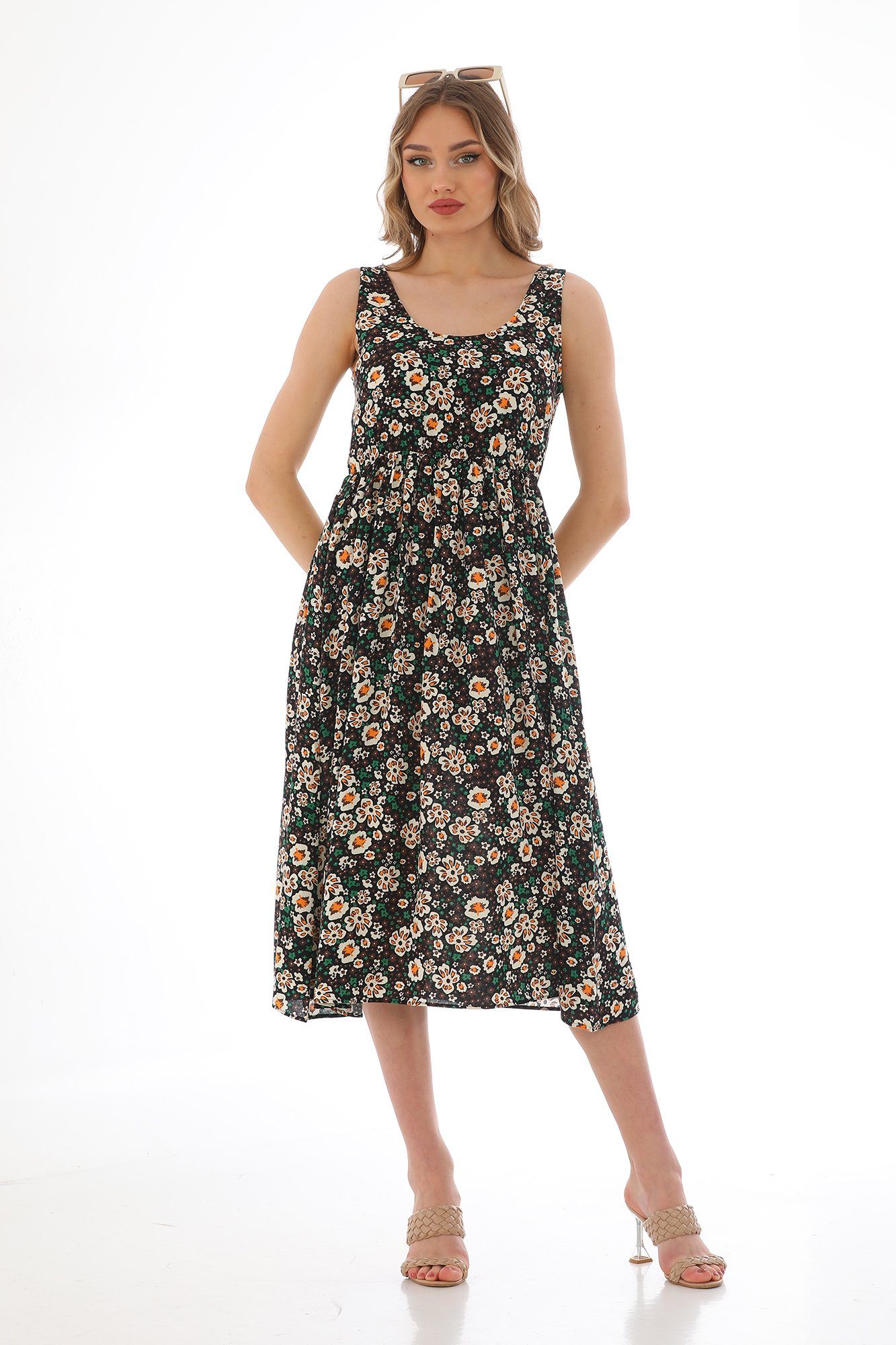 Bongual Maxikleid bedrucktes Sommerkleid mit Blumen ohne Ärmel günstig online kaufen