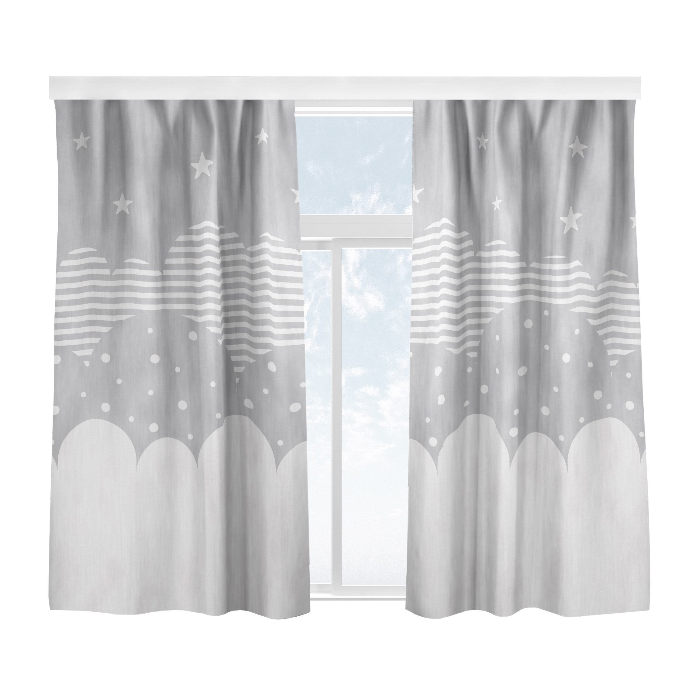 Bilderdepot24 Vorhang Gardine Muster Himmel Wolken Sterne Grau Türvorhang Raumteiler (1 St), Multifunktionsband, blickdicht, Samt, Schiebegardinen Babyzimmer Kinderzimmer Schiebevorhang