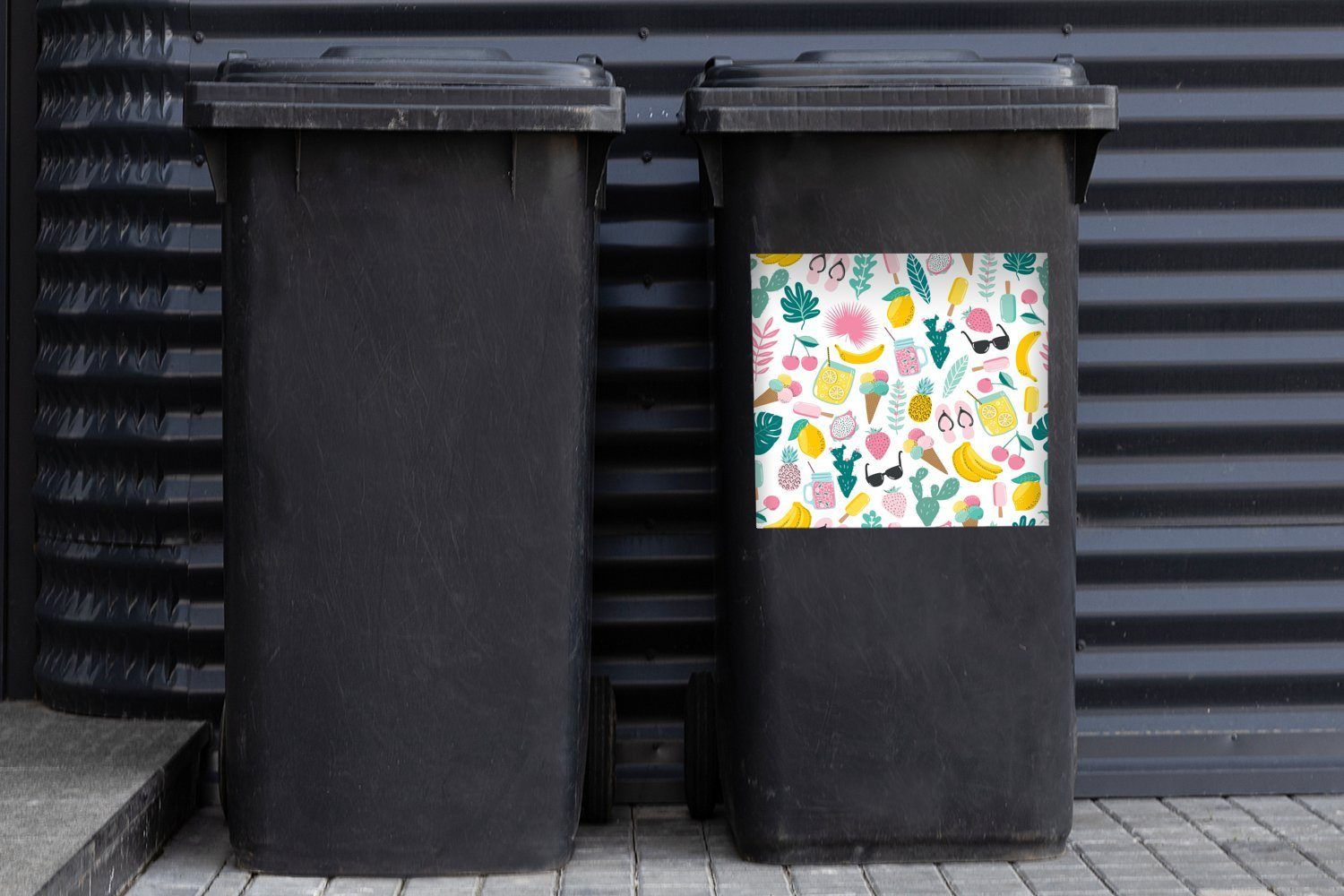 Elemente Mülleimer-aufkleber, Muster Sticker, Abfalbehälter - Sommer - Container, (1 Wandsticker St), Mülltonne, MuchoWow