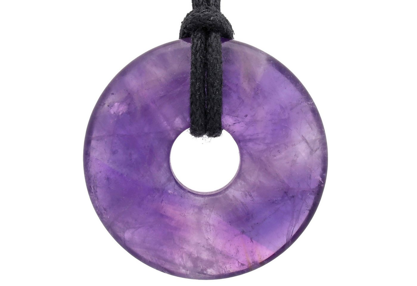 Lebensquelle Plus Edelstein Amethyst Donut, 30 mm Anhänger + Baumwollband