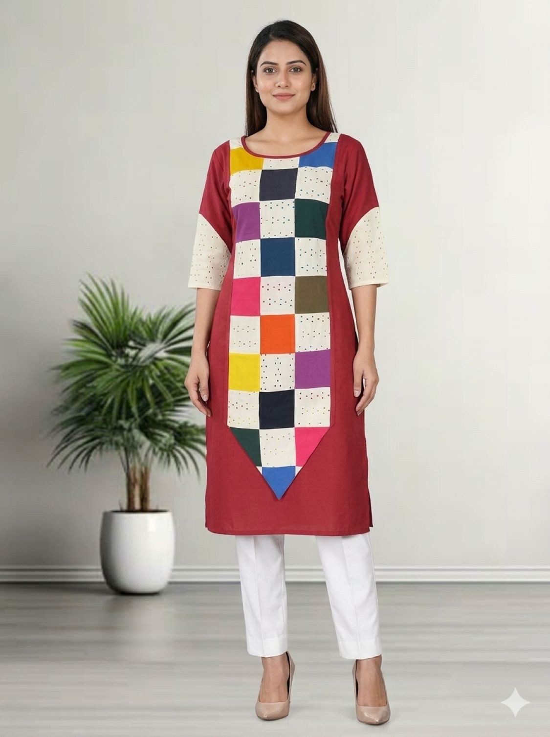 Longtunika Exklusiver Entwurf Rainbow Patchwork