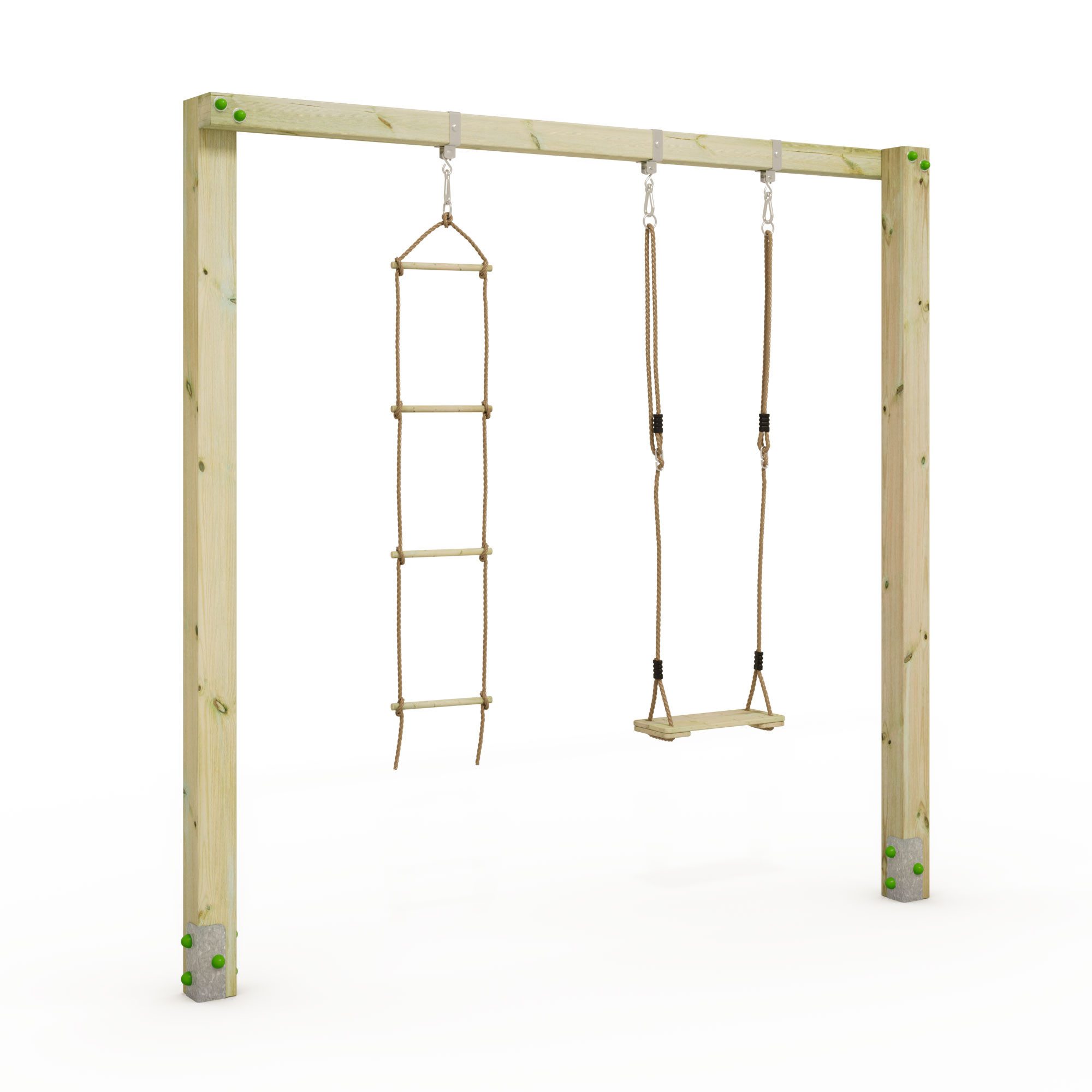 Wickey Doppelschaukel Aero Star – Robuste Holzschaukel mit 2 Schaukelsitzen, (Gartenschaukel mit Holzrahmen & höhenverstellbaren Sitzen, Familien-Schaukel für z – Bild 2 von 5