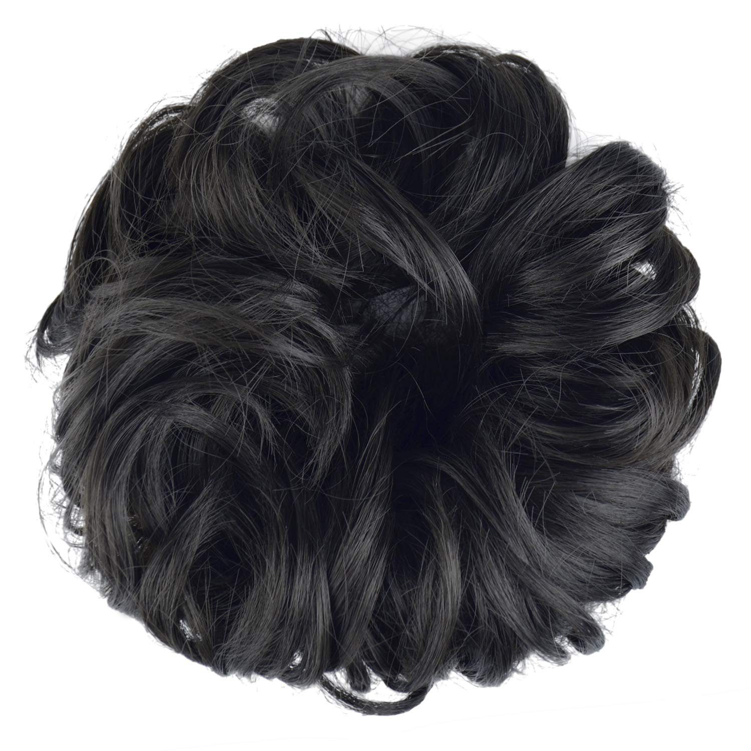 SCHUTA Kunsthaar-Extension Frauen,Haarverlängerung Haarteil Natürliches Hochsteckfrisuren, Schwarz für Haargummi