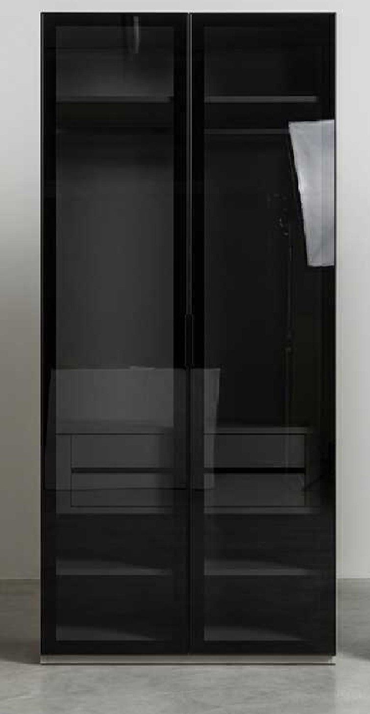 Xlmoebel Kleiderschrank Kleiderschrank Schwarz Modern Edel Schrank Glas Schrankwand (1-tlg)
