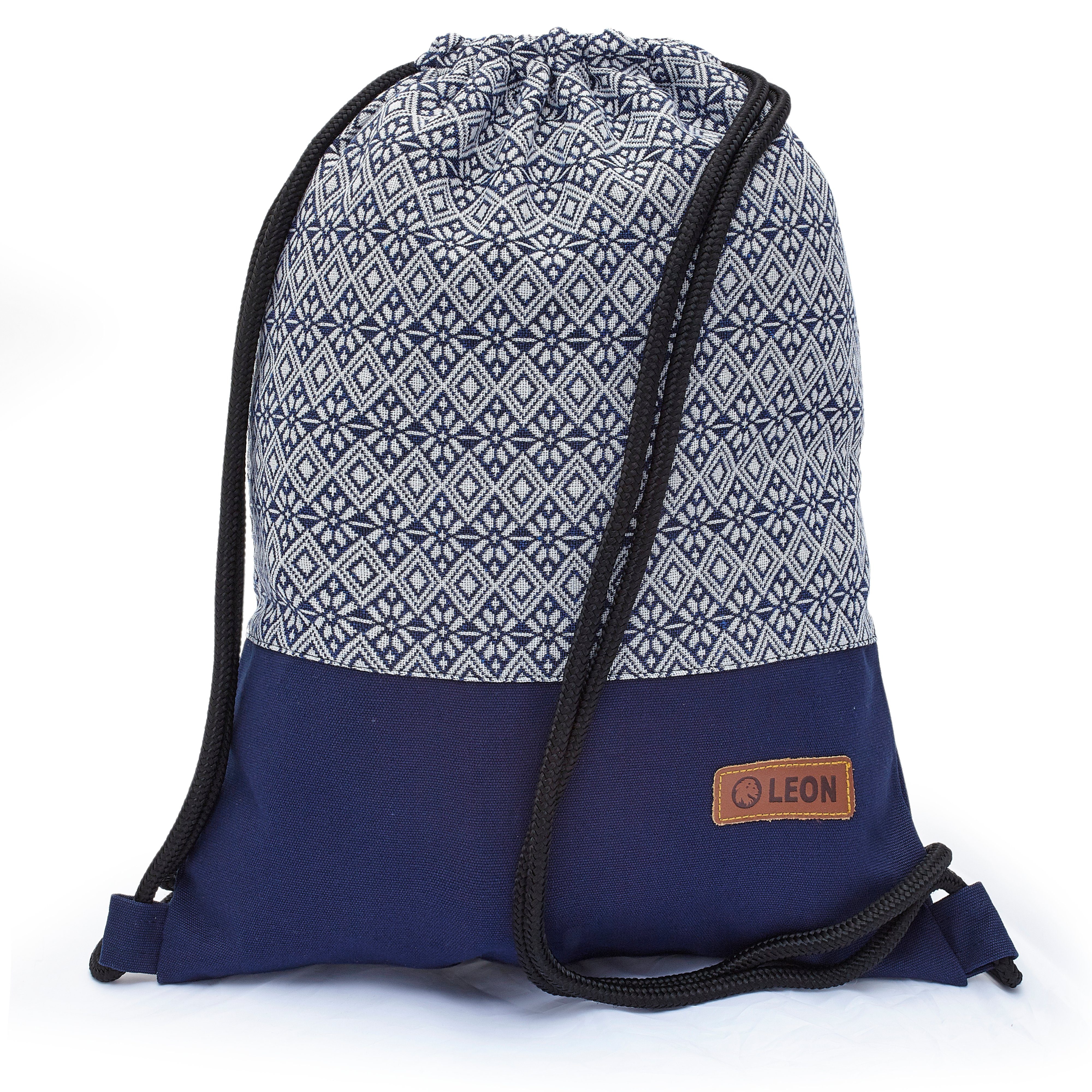 By Bers Turnbeutel Leon By Bers Turnbeutel Beutelrucksack Freizeitrucksack (Tagesrucksack Beutelrucksack Freizeitrucksack Turnbeutel für Strand Sport Festival Freizeit Alltag Einkauf aus Baumwolle Innentasche Schlüsselband), robuste hochwertige Baumwolle