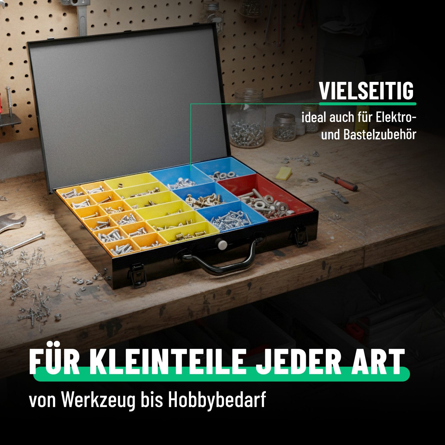 greate. Sortimentskasten Sortimentskasten Metall mit 23 Behältern - Schraubenkoffer (1 St)