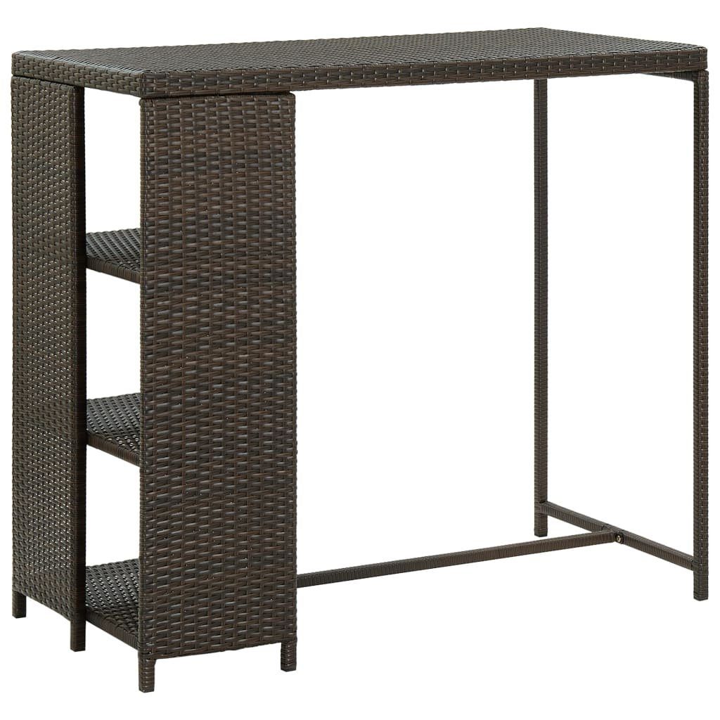 furnicato Stehtisch Bartisch mit Lagerregal 120 x 60 x 110 cm Braun aus PE-Rattan und (1-St)