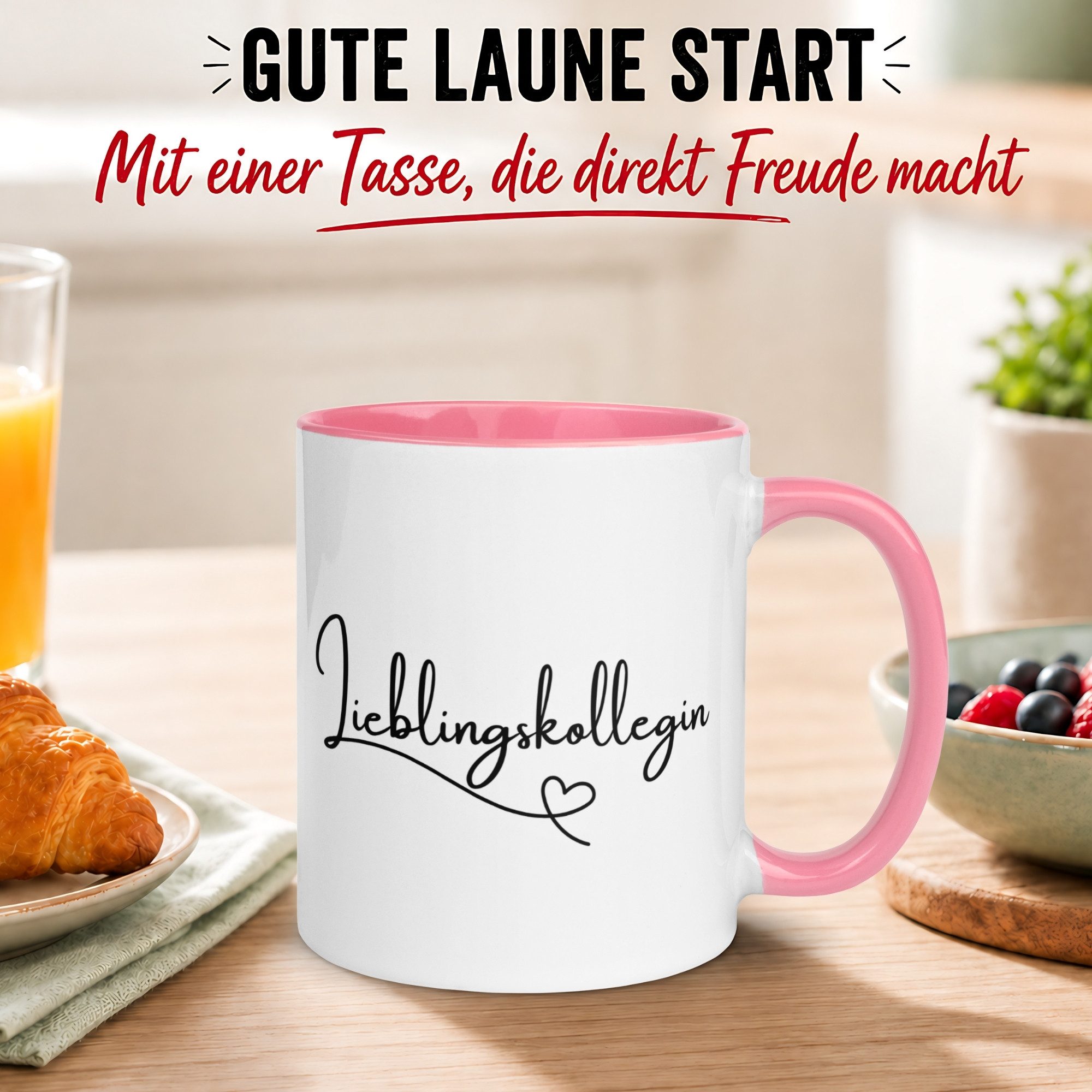 Momentals Tasse Kollegin – Lieblingskollegin mit Herz – Geschenk Beste Arbeitskollegin, Gratis Versand · Links-&Rechtshänder · Spülmaschinenfest