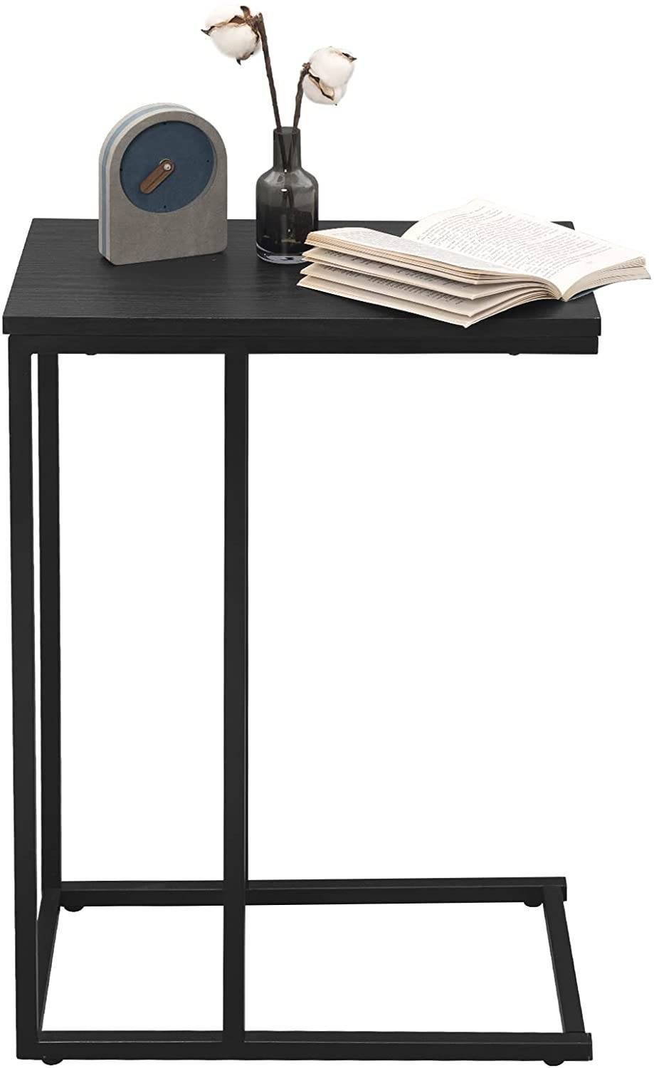 Woltu Beistelltisch | Gestell Tischplatte Sofatisch (1-St), Schwarz Metall aus MDF Schwarz aus
