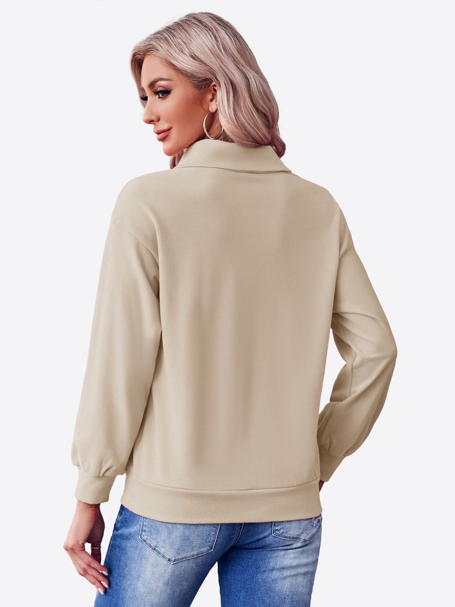 Imily Bela Sweatshirt Damen-Sweatshirt mit Rollkragen und Reißverschluss (P günstig online kaufen