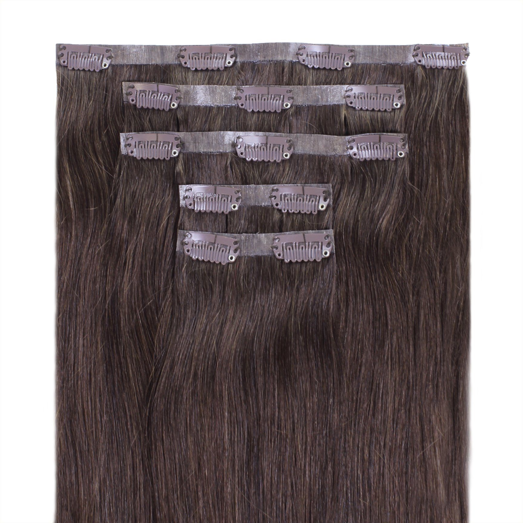 hair2heart Echthaar-Extension Seamless Clip Extensions #5/0 Hellbraun 50cm