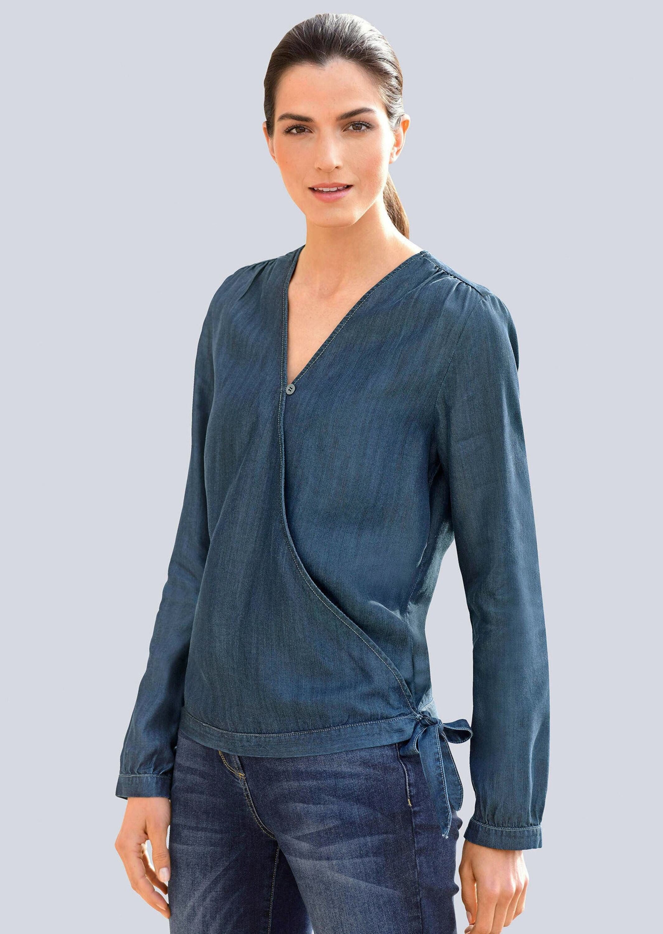 Alba Moda Langarmbluse Bluse in Wickeloptik