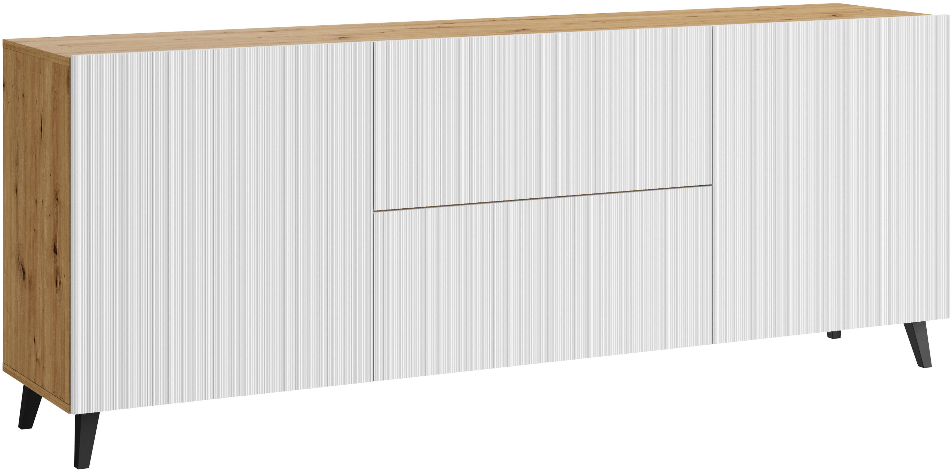 Home affaire Lowboard Phuket, Front MDF, 2 Schubladen, 4 Türen, 6 geschlossenen Fächern, Breite 180cm