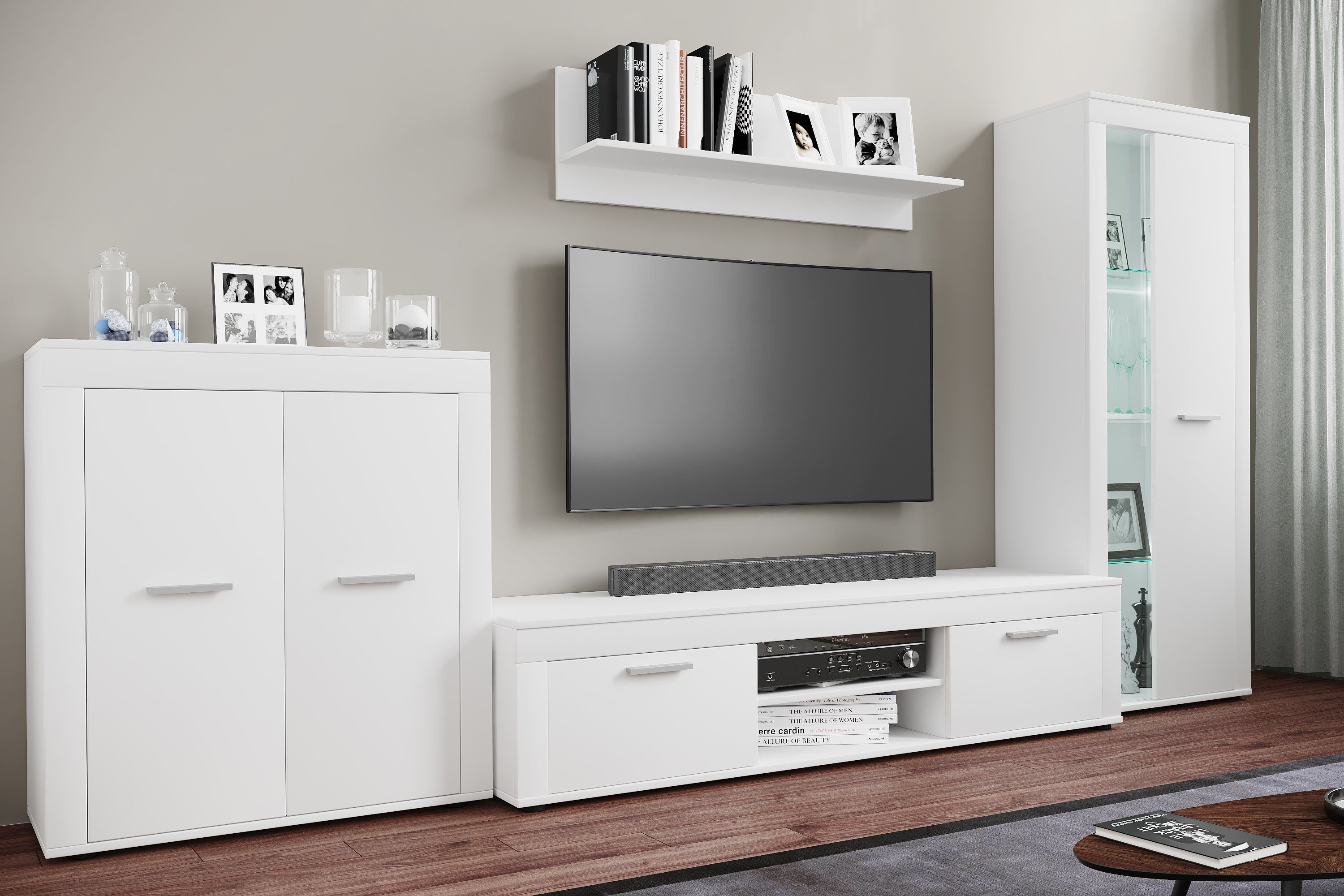 VCM TV-Board TV Möbel Wohnzimmer Usilo H. 37 x B. 160 x T.45cm, Lowboard, Fernsehregal, Fernsehtisch
