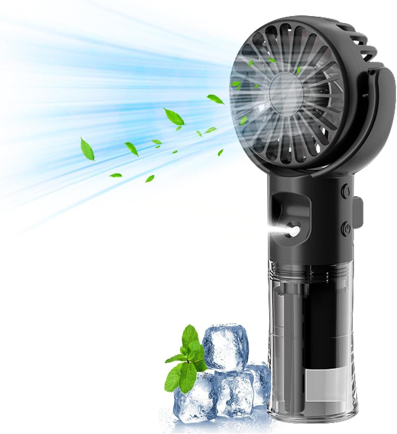 FELIXLEO Mini Bag Handventilator mit Wasserkühlung USB Akku 4 Stufen Schwarz (1-tlg)