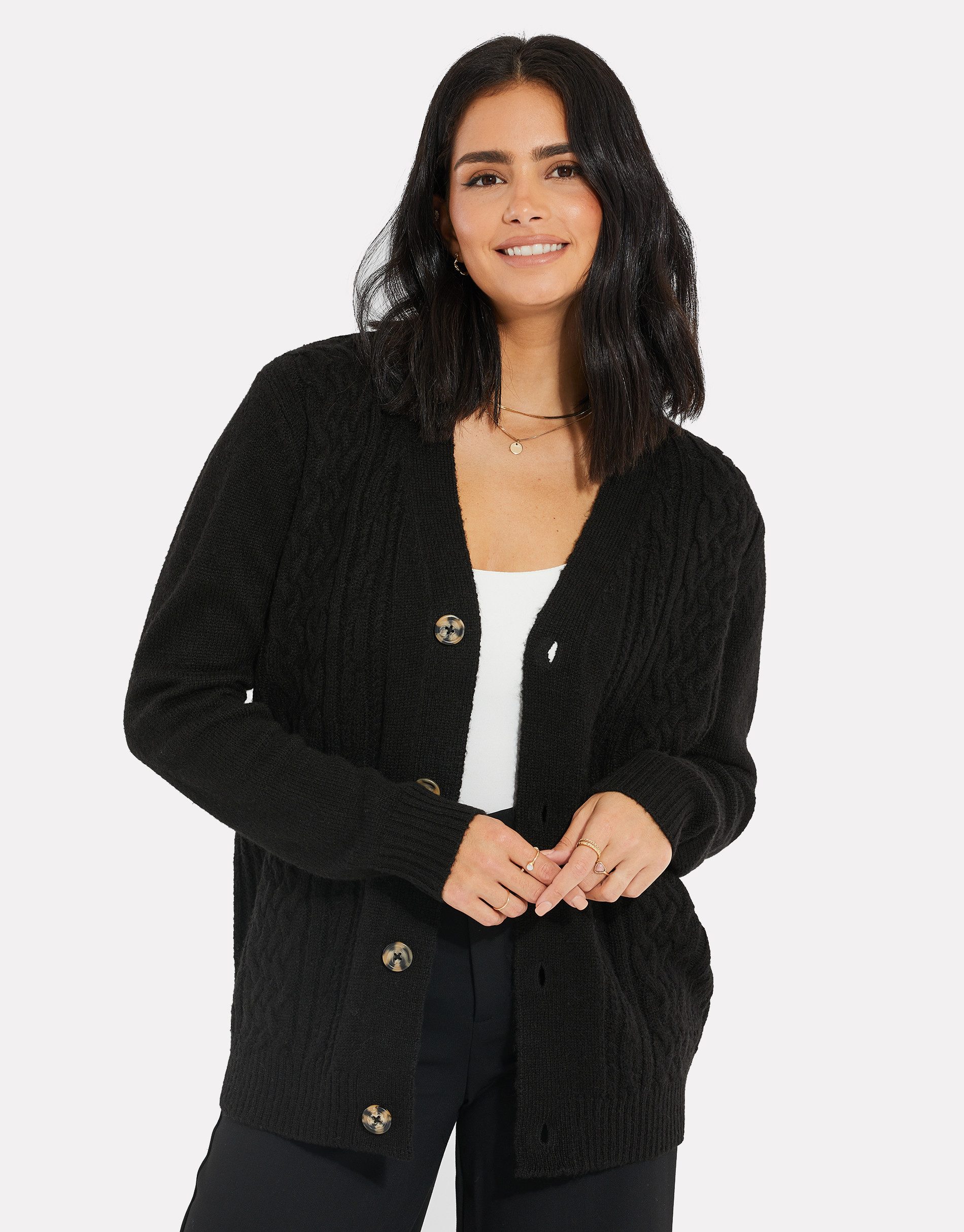 Threadbare Strickjacke THB Tanzanite Cable Button günstig online kaufen