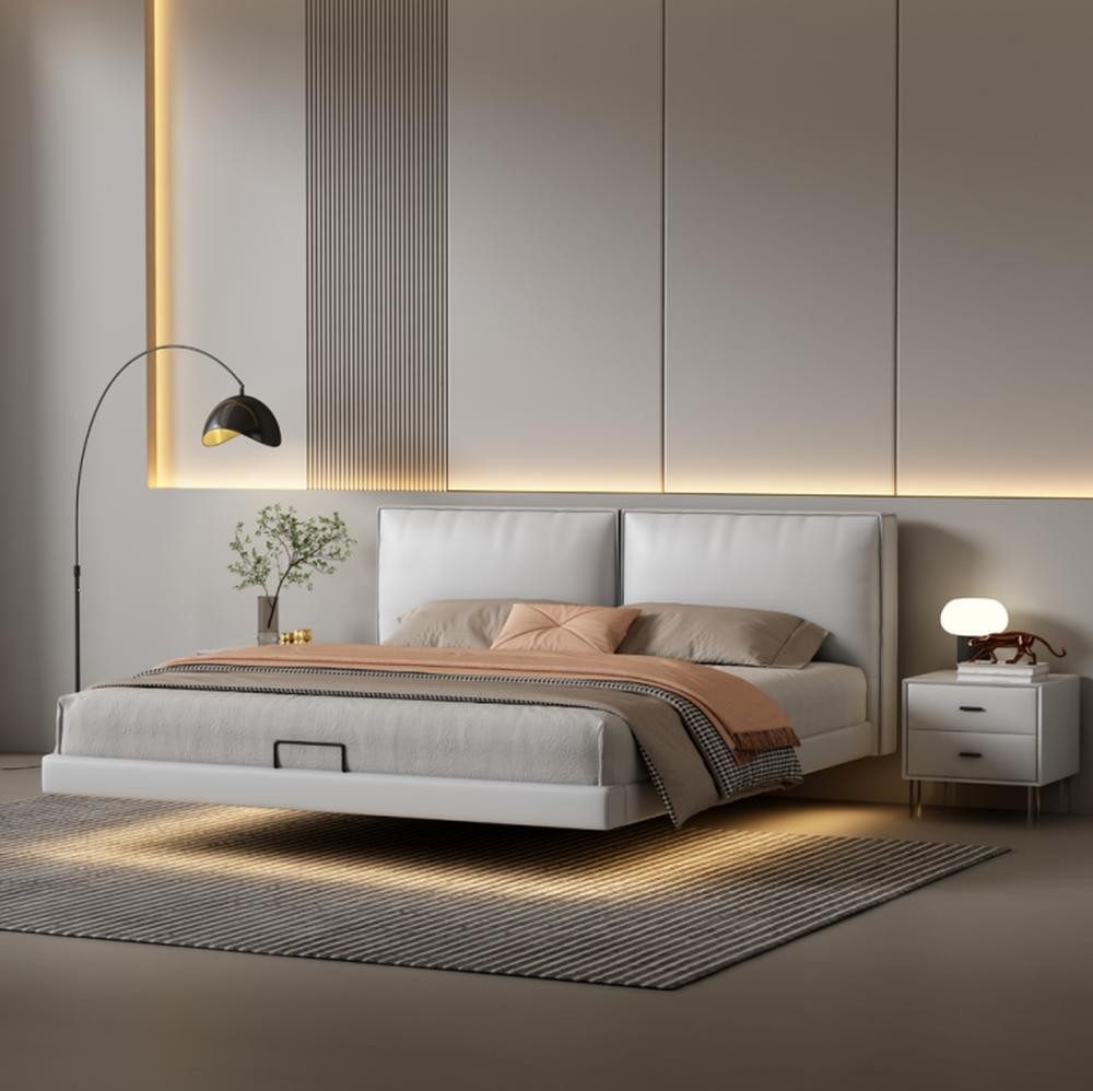 JVmoebel Bett Weißes Designer Wandbett aus Holz für stilvolles Schlafzimmer (1-tlg., Nur Bett), Made in Europa