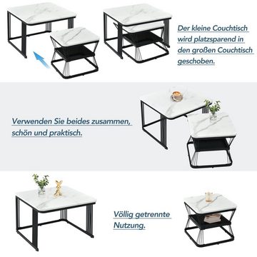 EXTSUD Beistelltisch Modernes 2er Set Beistelltische, 2 Tische mit den Maßen 65x65x45 cm und 45x45x39,5 cm